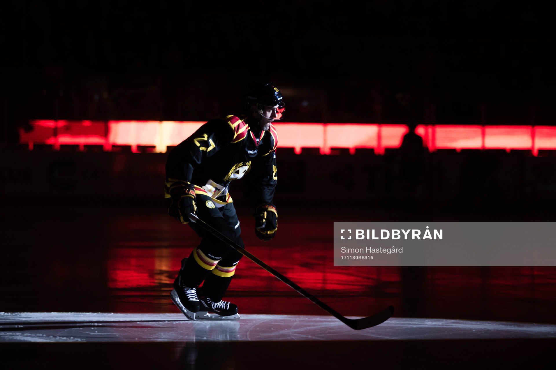 Brynäs Drew Miller före ishockeymatchen i SHL mellan