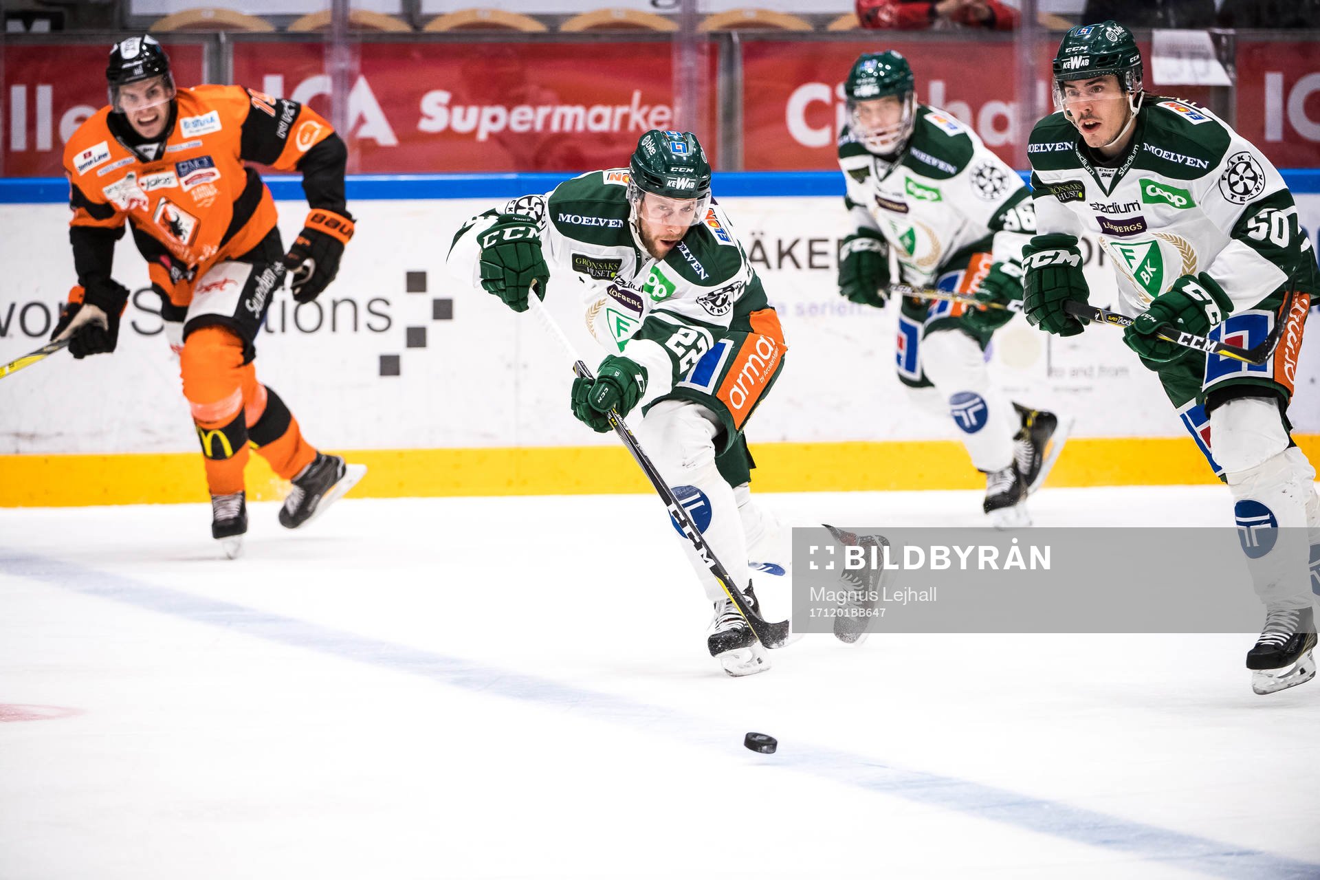 Färjestads Per Åslund, Niklas Fogström, Sebastian Erixon