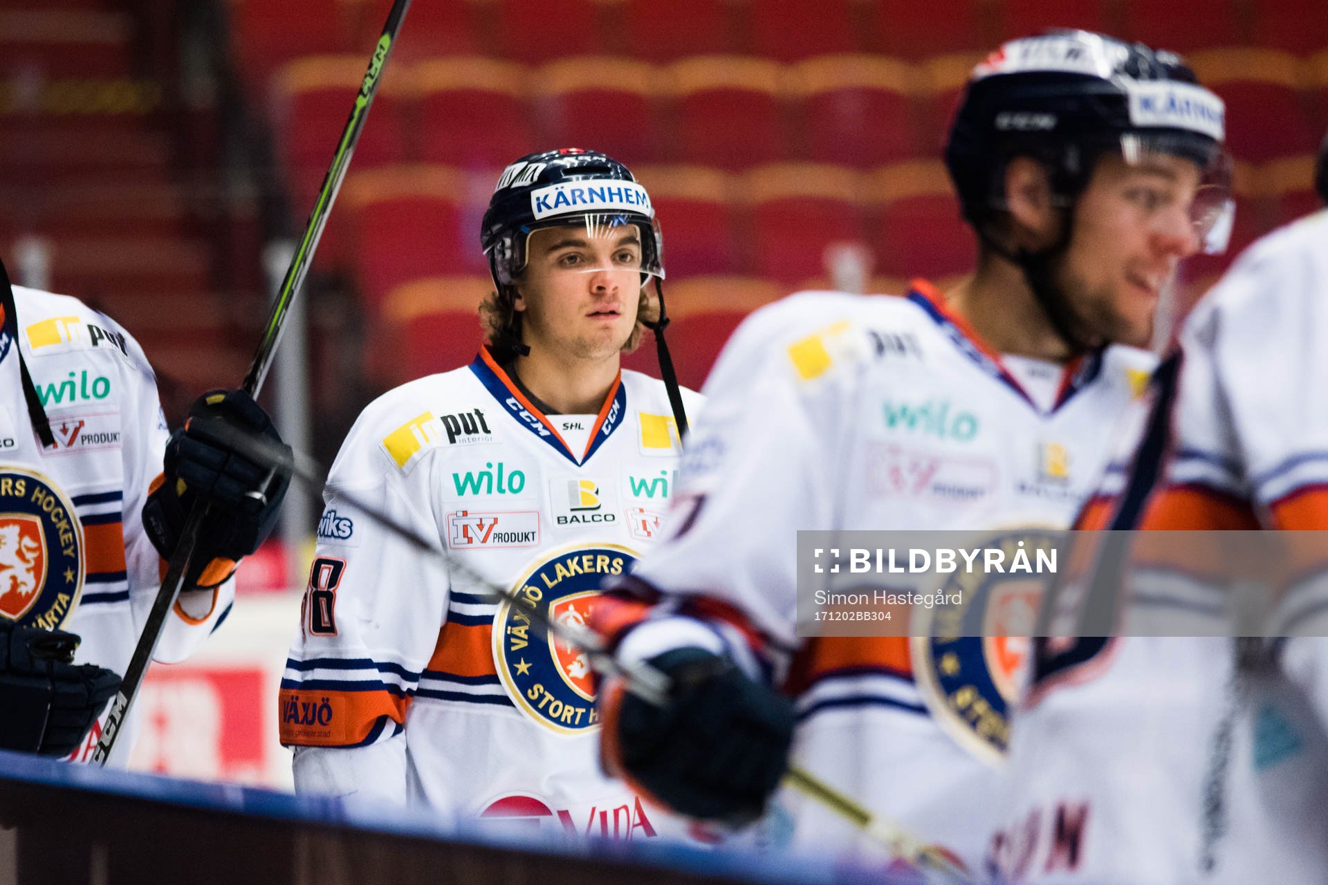 Växjös Adam Brodecki före ishockeymatchen i SHL mellan