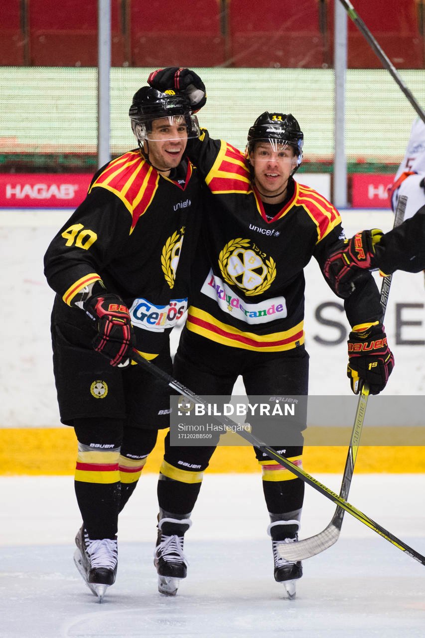 Brynäs Jesper Jensen och Kevin Clark jublar