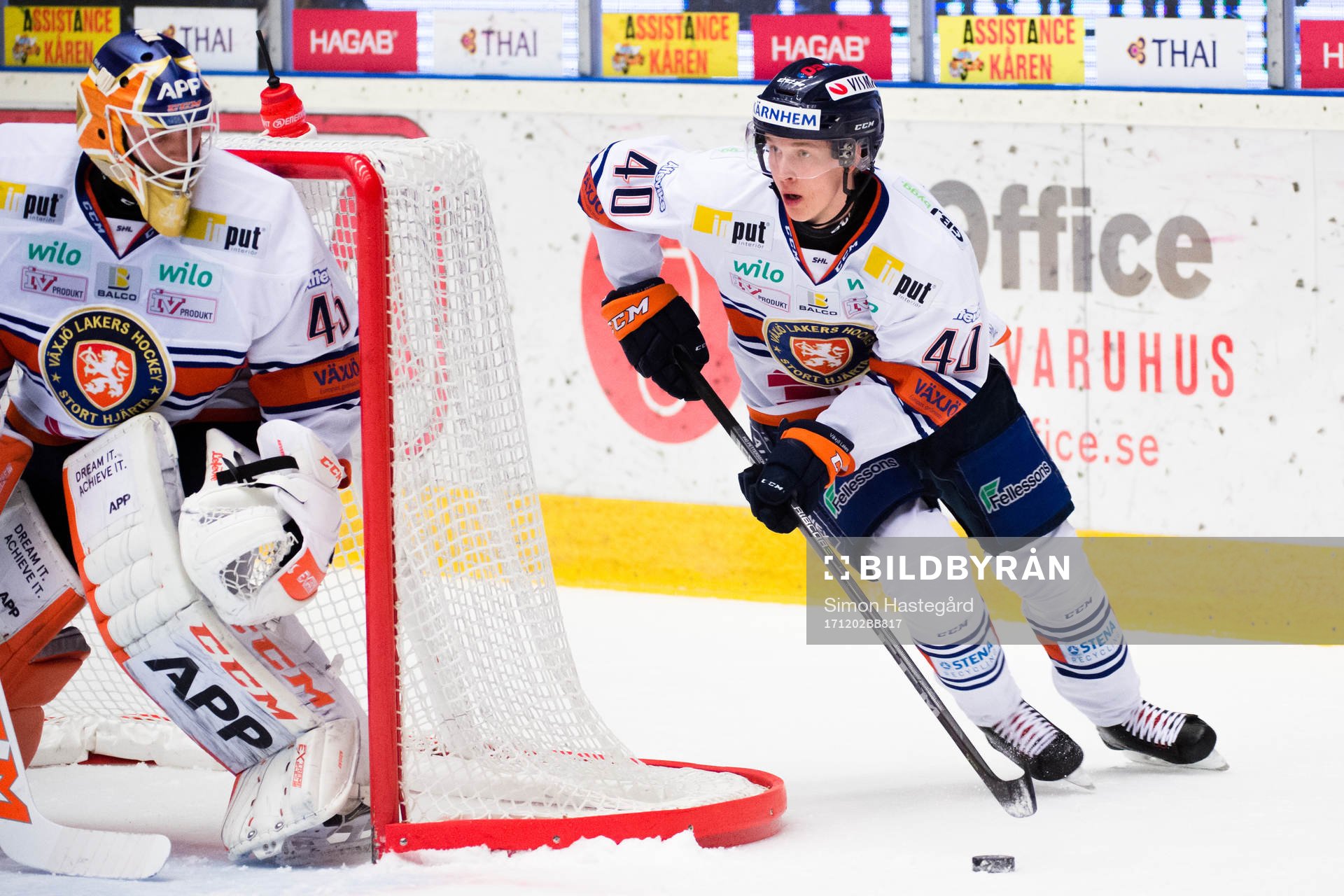 Växjös målvakt Viktor Andrén och Elias Pettersson