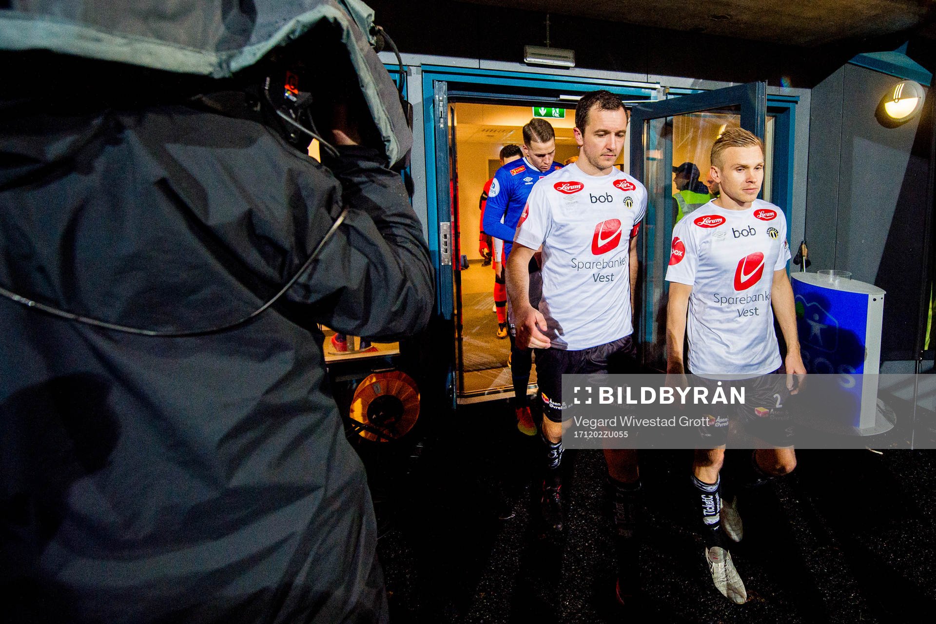 Even Hovland and Taijo Teniste of Sogndal ahead of the second half during the playoff match between Ranheim and Sogndal on December 2, 2017 in Trondheim.