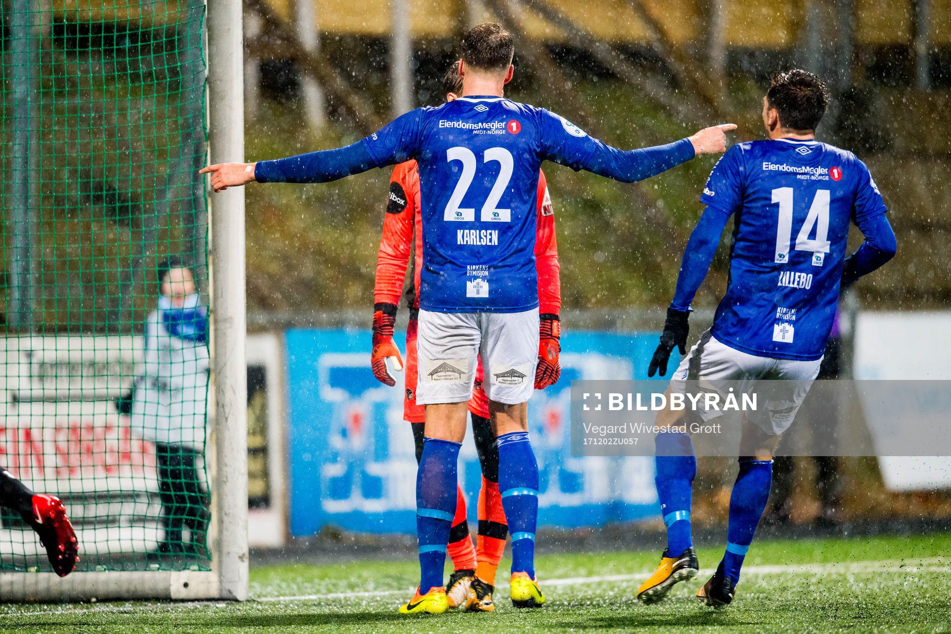 Michael Karlsen of Ranheim celebrates in front of