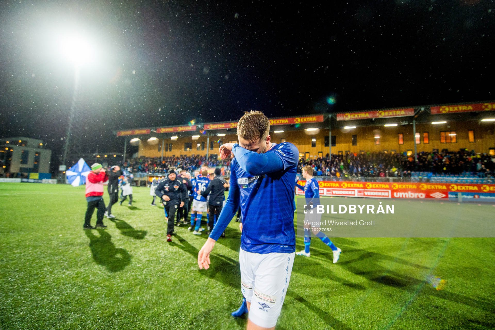 Michael Karlsen of Ranheim reacts being promoted to