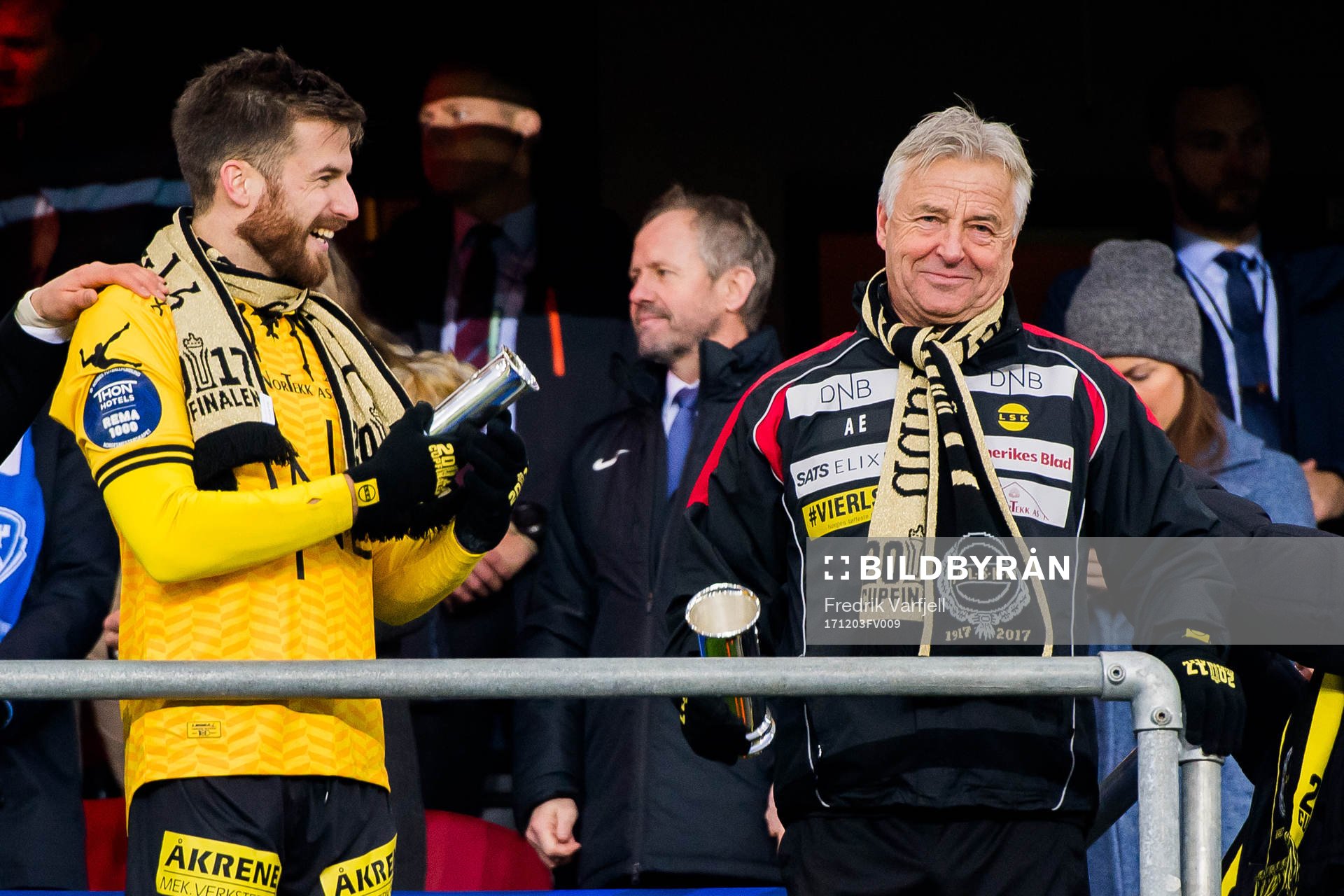 Aleksander Melgalvis of Lillestrøm and Arne Erlandsen,