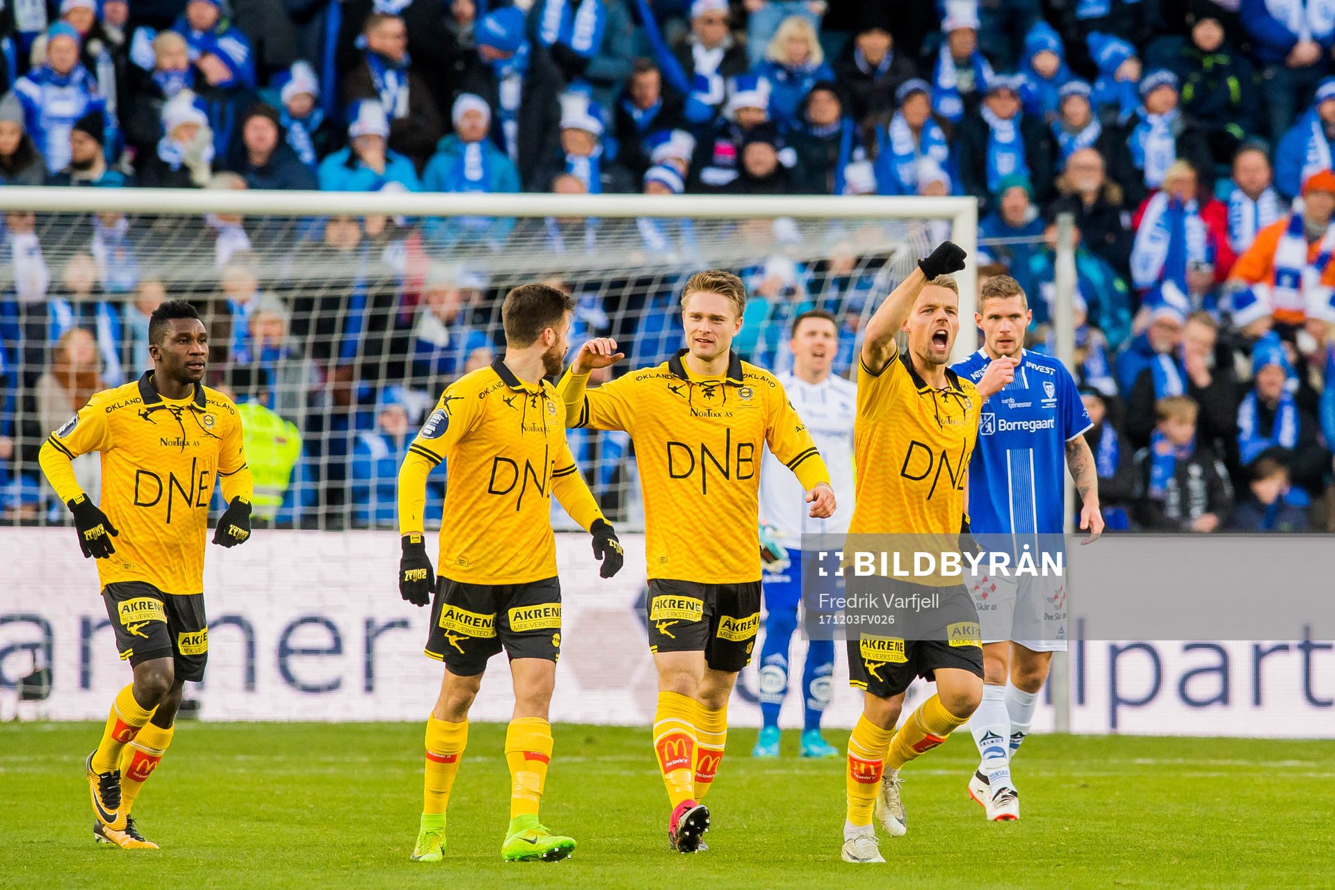 Mats Haakenstad of Lillestrøm celebrates with his teammates