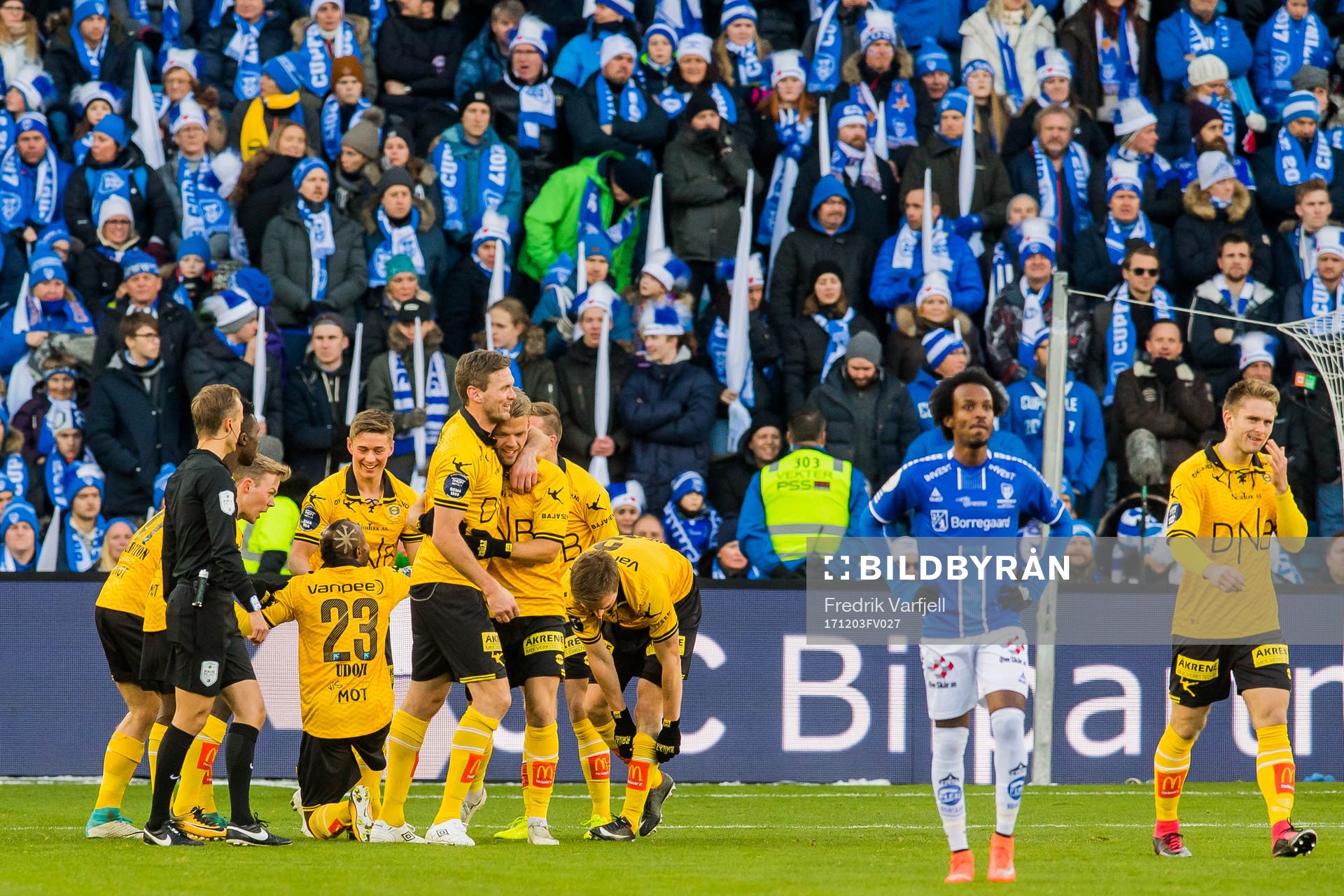 Mats Haakenstad of Lillestrøm celebrates with his teammates