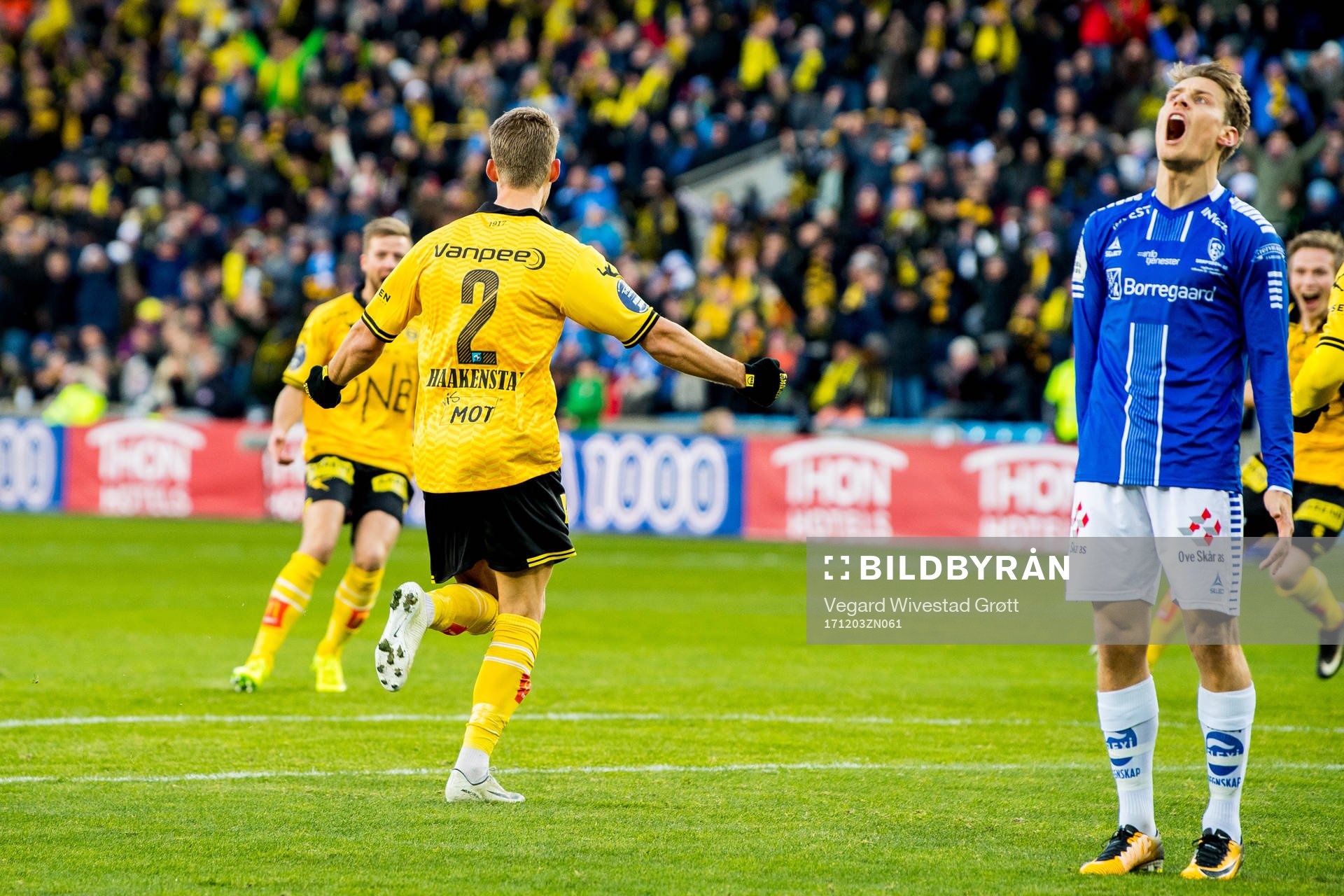 Mats Haakenstad of Lillestrøm celebrates scoring 2-0
