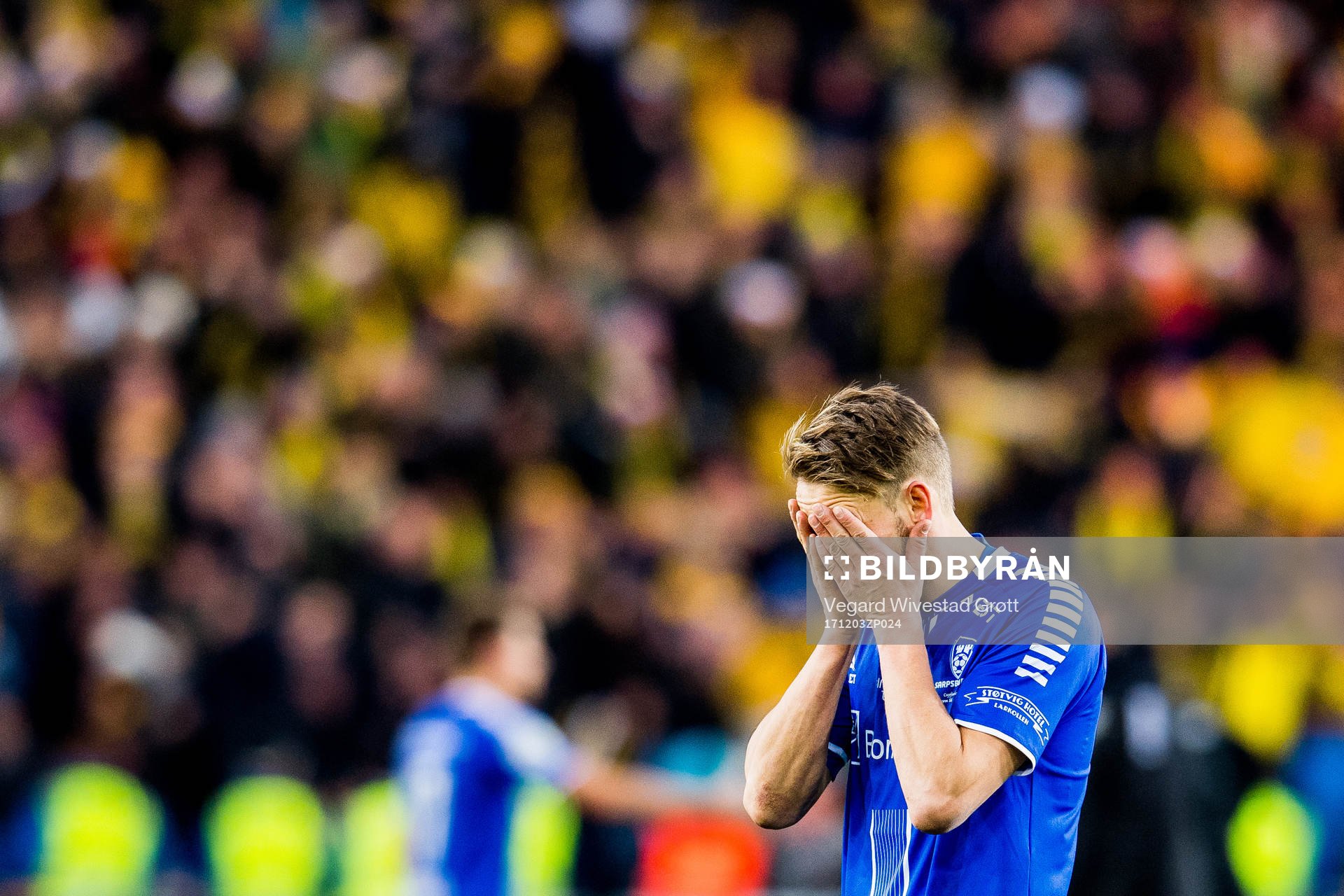 Ole Jørgen Halvorsen of Sarpsborg 08 looks dejected losing