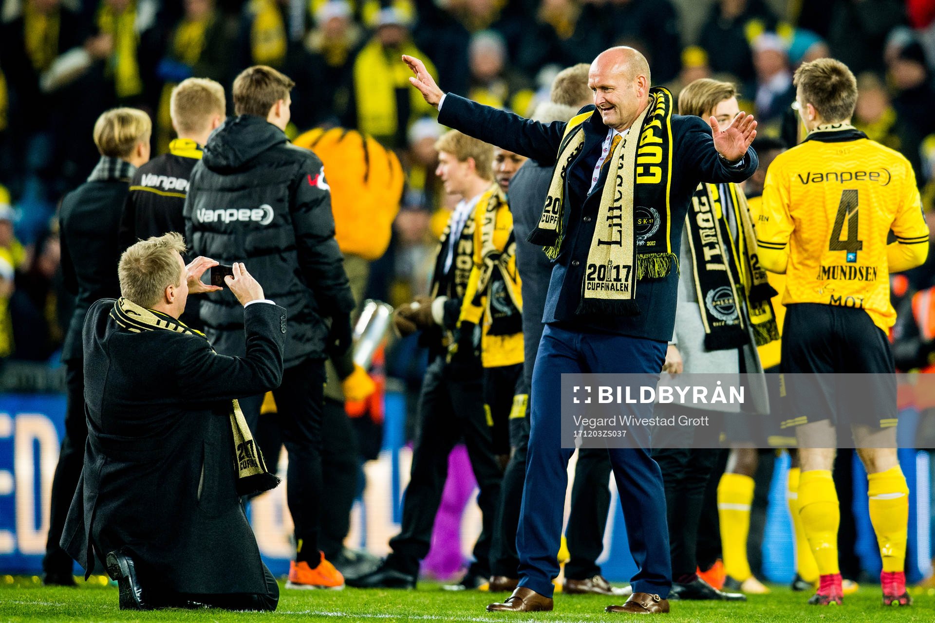 Robert Lauritsen, CEO of Lillestrøm, celebrates winning