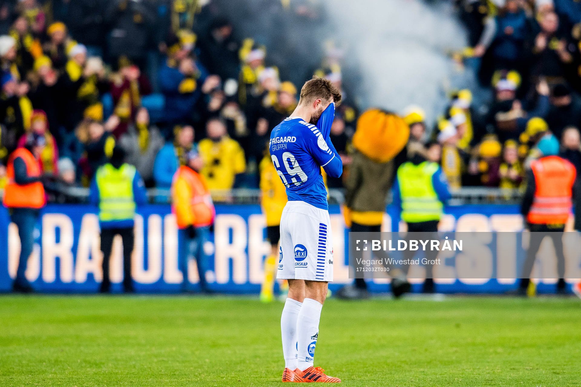 Patrick Mortensen of Sarpsborg 08 looks dejected losing the