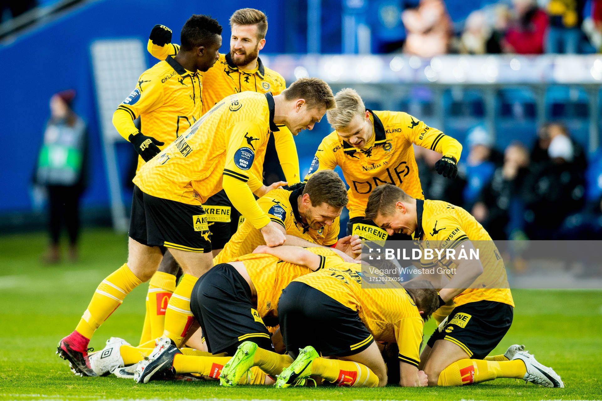 Mats Haakenstad of Lillestrøm celebrates with teammates