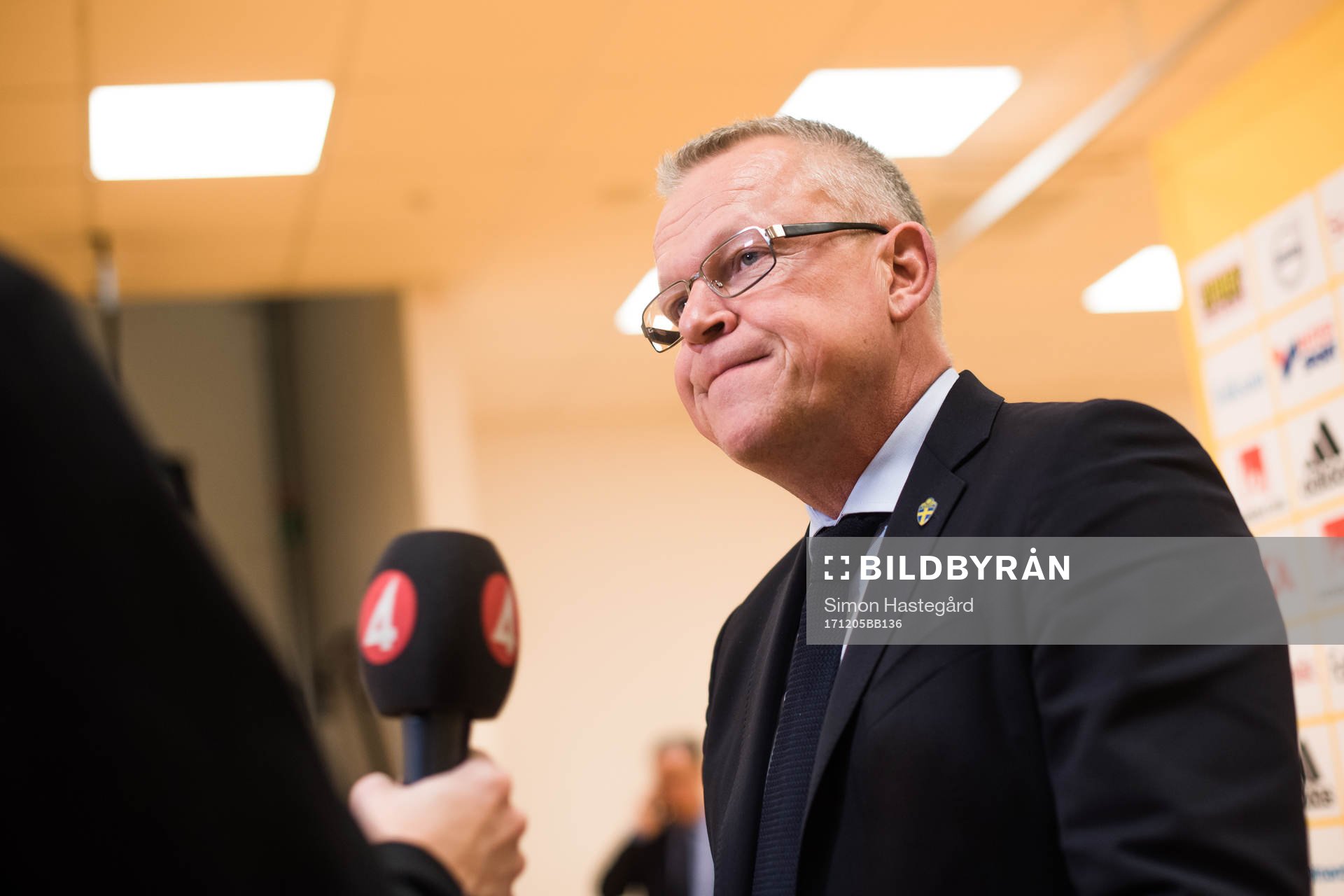 Sveriges förbundskapten Janne Andersson under en presskonferens anordnad av svenska fotbollförbundet den 5 december 2017 i Stockholm
