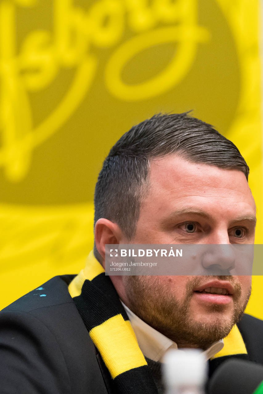 Jimmy Thelin under IF Elfsborgs presskonferensen  den 6 december 2017 i Borås.