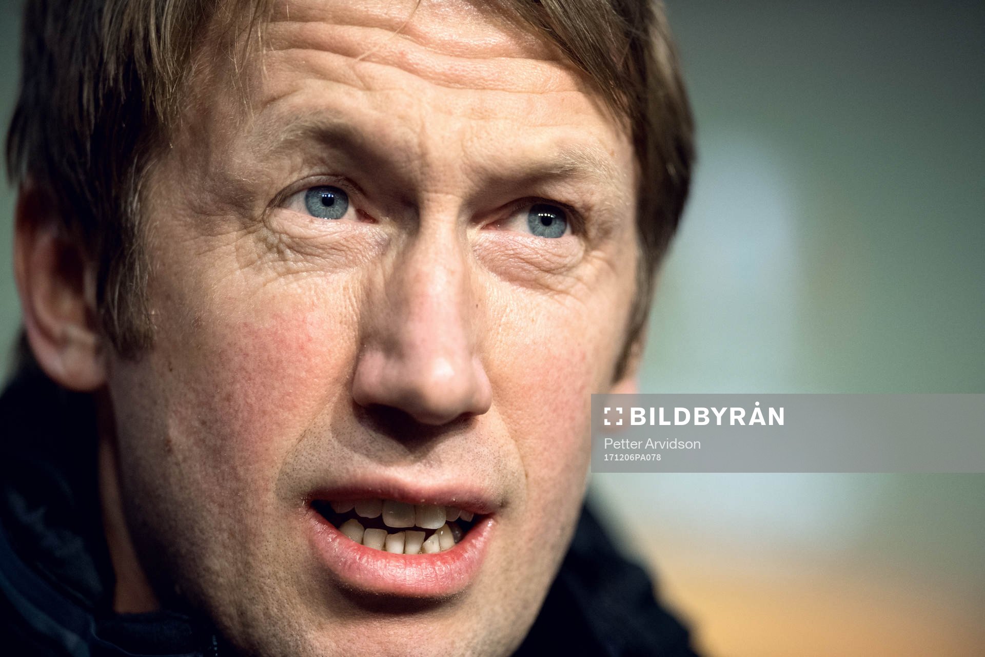 Östersunds tränare Graham Potter under en presskonferens inför Europa League den 6 december 2017 i Berlin.