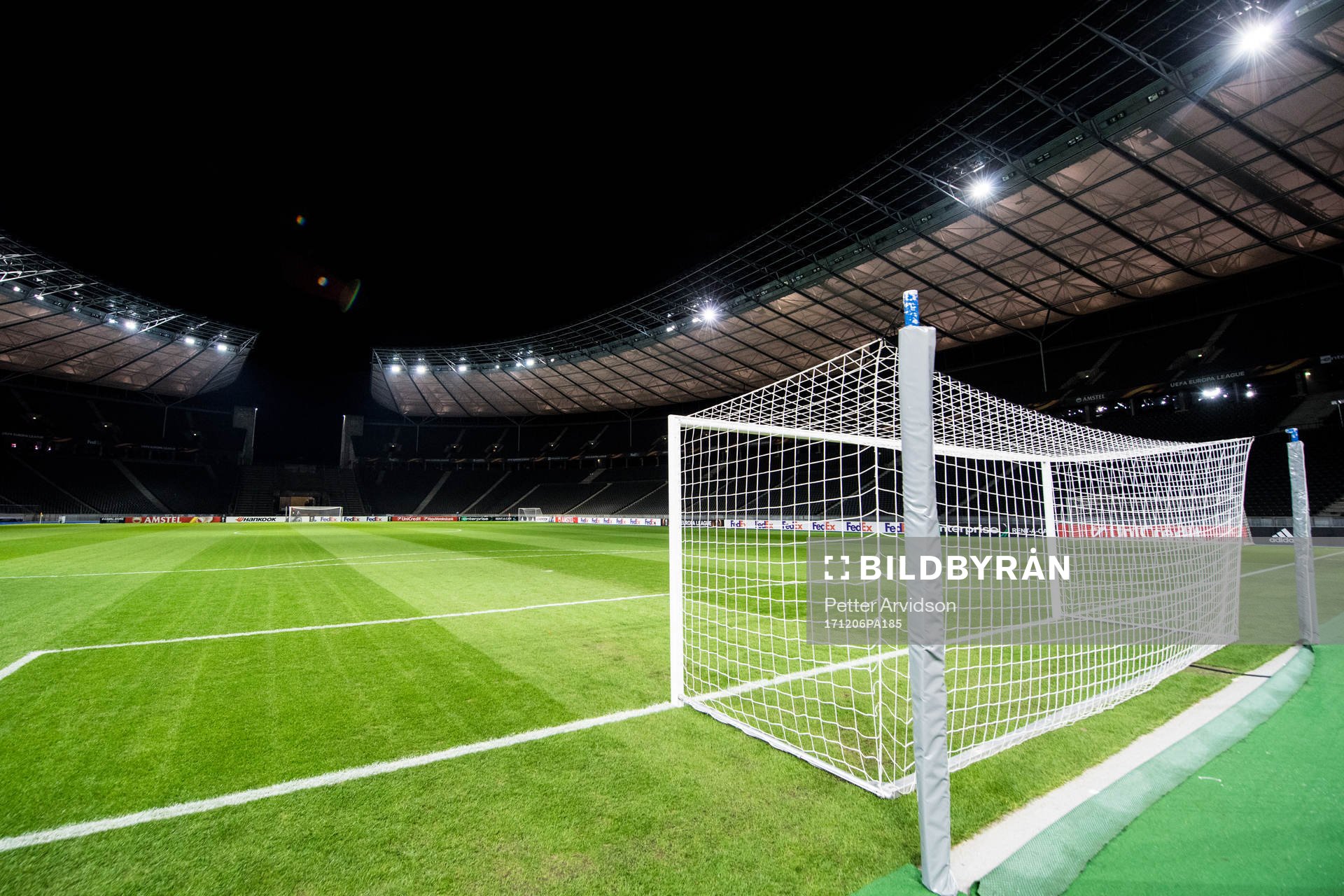 Interiör Olympia Stadion inför en träning inför Europa League den 6 december 2017 i Berlin.