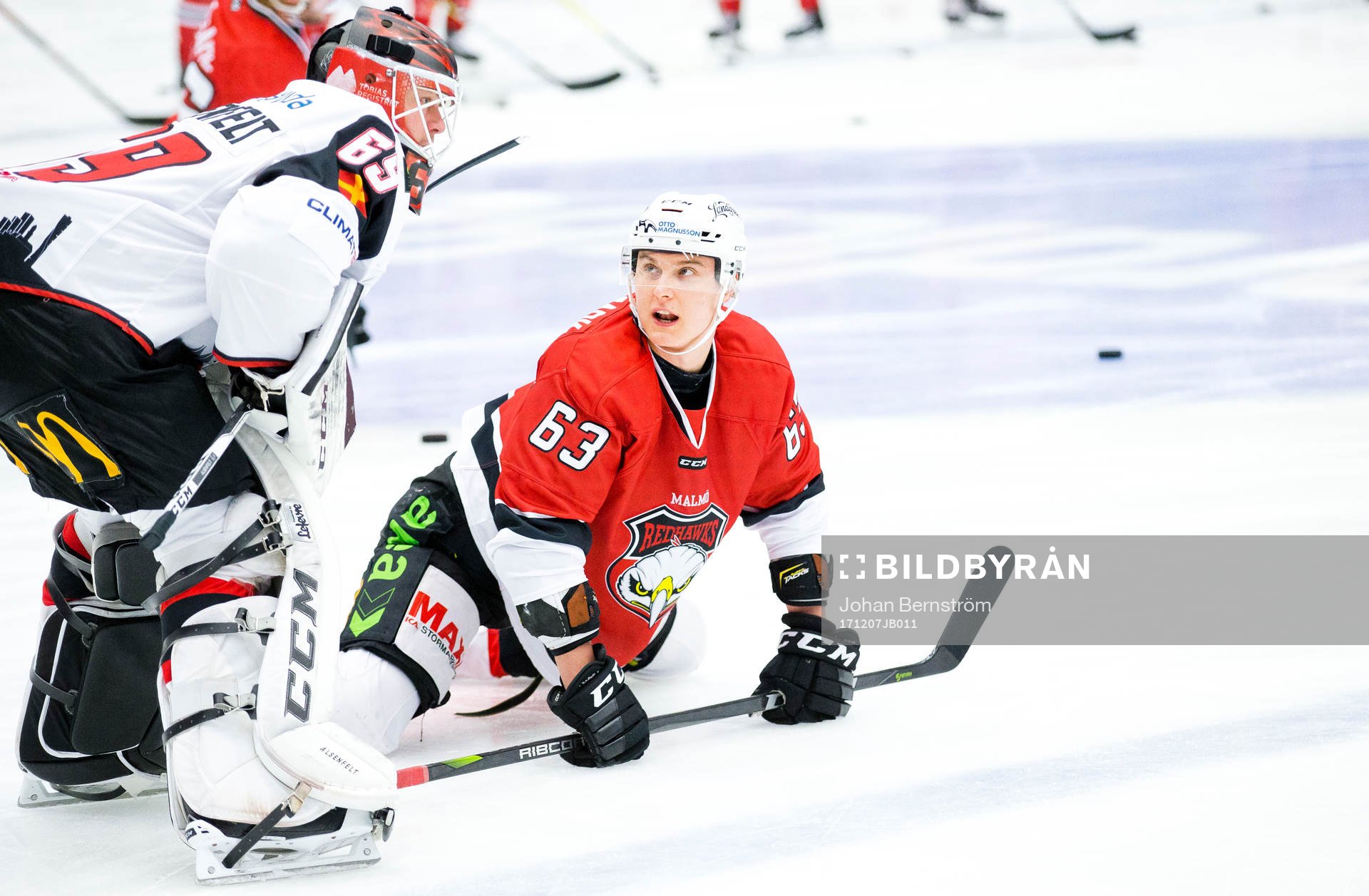 Malmö Redhawks målvakt Oscar Alsenfelt och Fredrik