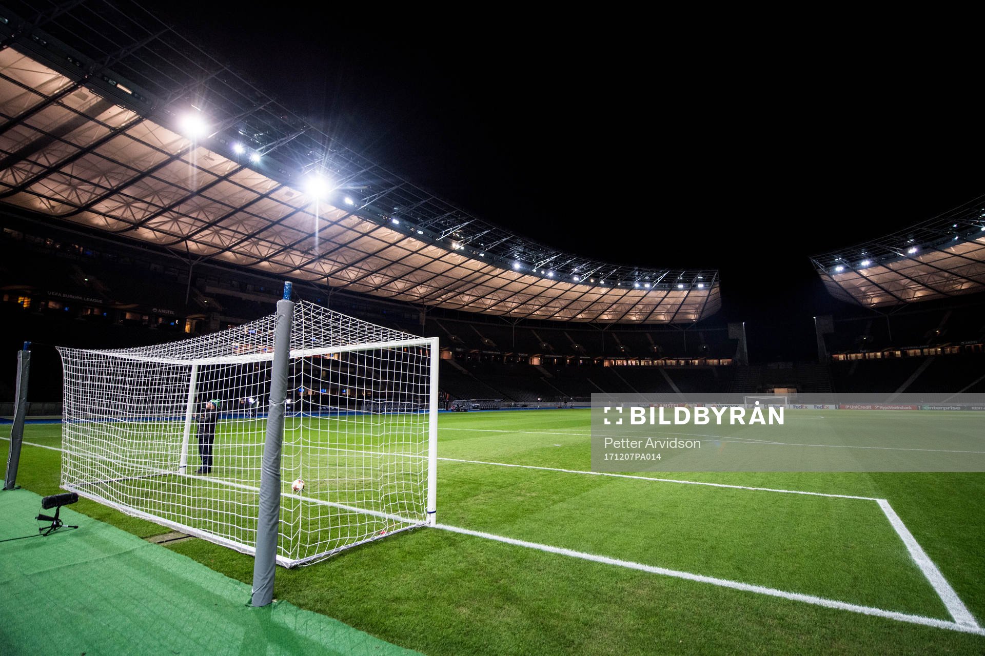Interiör Olympia Stadion inför fotbollsmatchen i Europa League mellan Hertha Berlin och Östersund den 7 december 2017 i Berlin.
