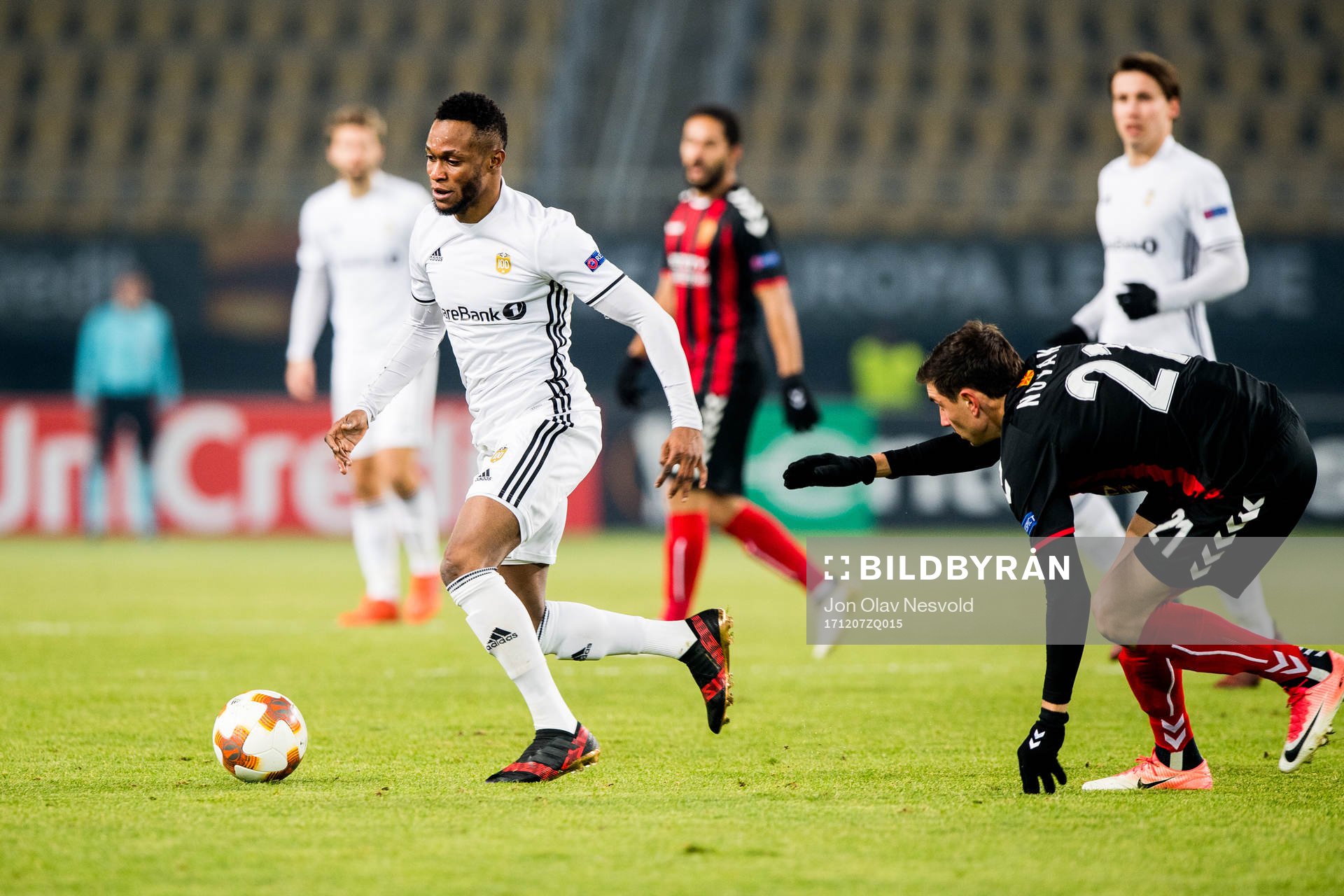 Samuel Adegbenro of Rosenborg and Ievgenii Novak of FK