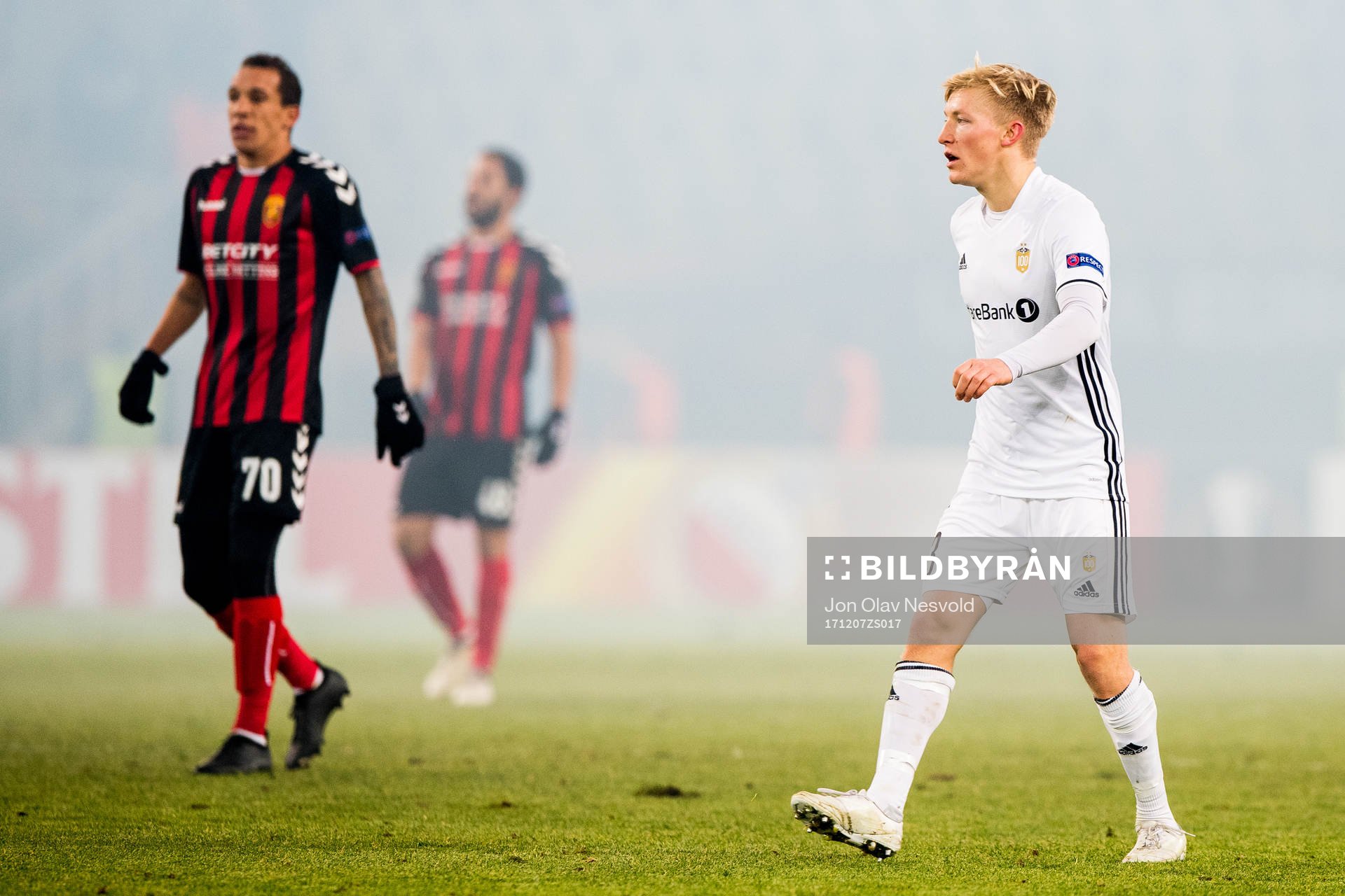 Juan Felipe of FK Vardar and Birger Meling of Rosenborg