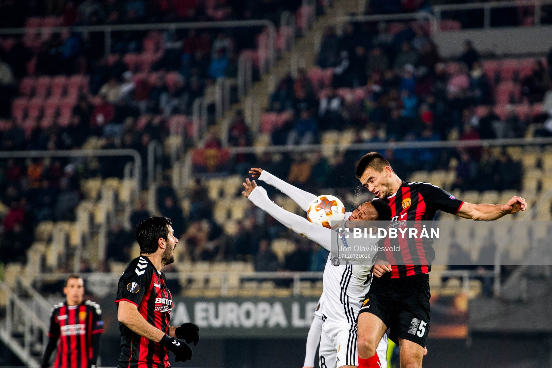 Samuel Adegbenro of Rosenborg and Visar Musliu of FK Vardar
