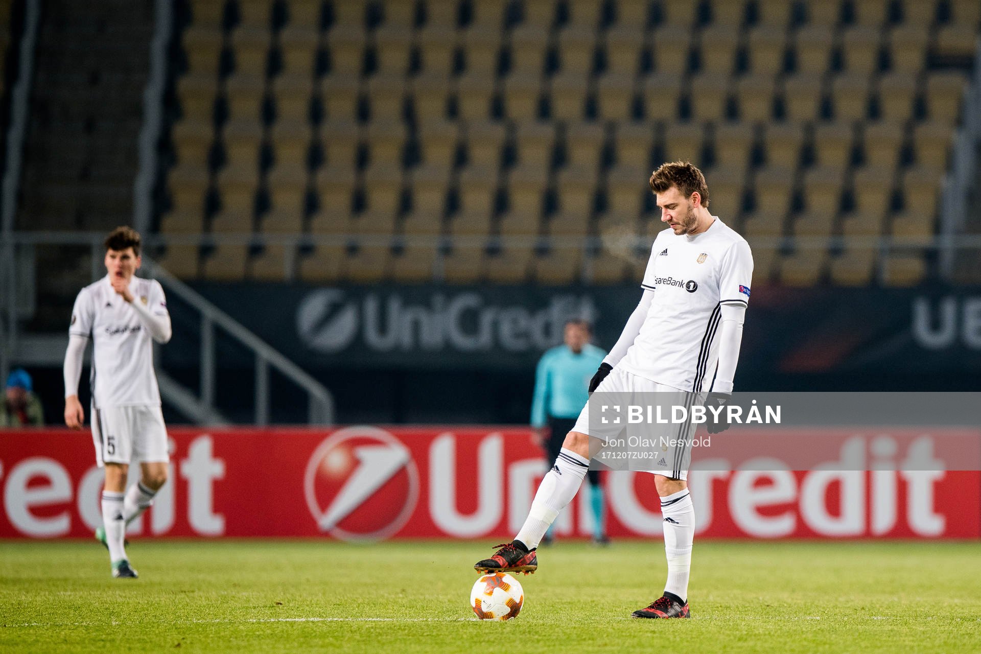Nicklas Bendtner of Rosenborg looks dejected