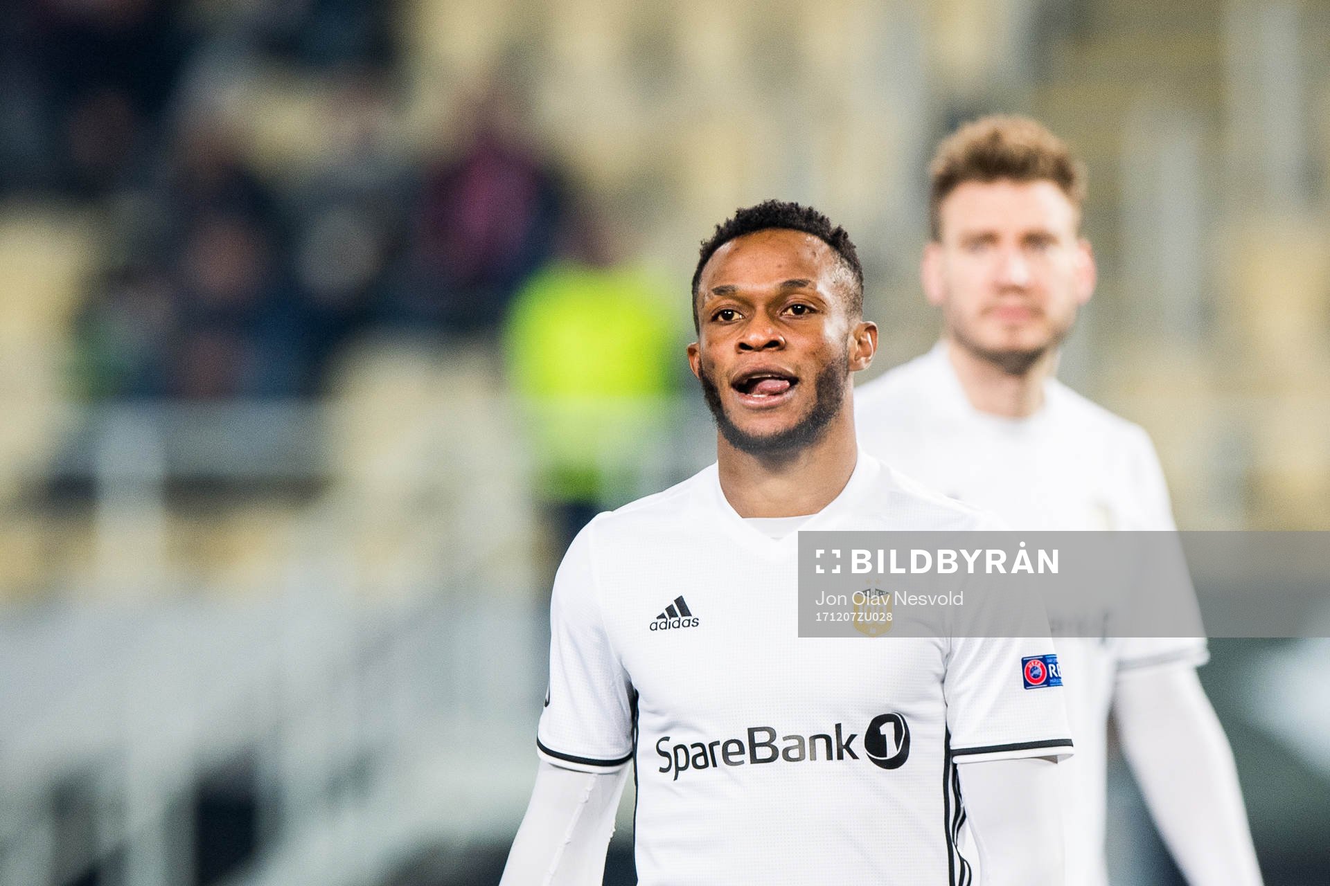 Samuel Adegbenro and Nicklas Bendtner of Rosenborg