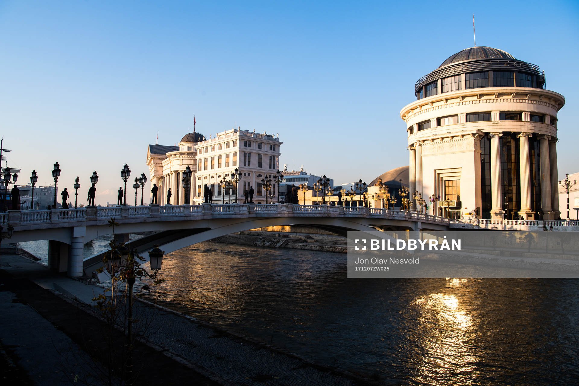 General view of the Vardar river in Skopje