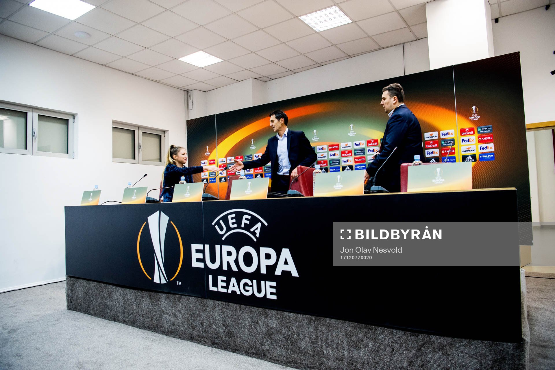 Cedomir Janevski, head coach of FK Vardar, during a press conference after the Europa League match between FK Vardar and Rosenborg on December 7, 2017 in Skopje.