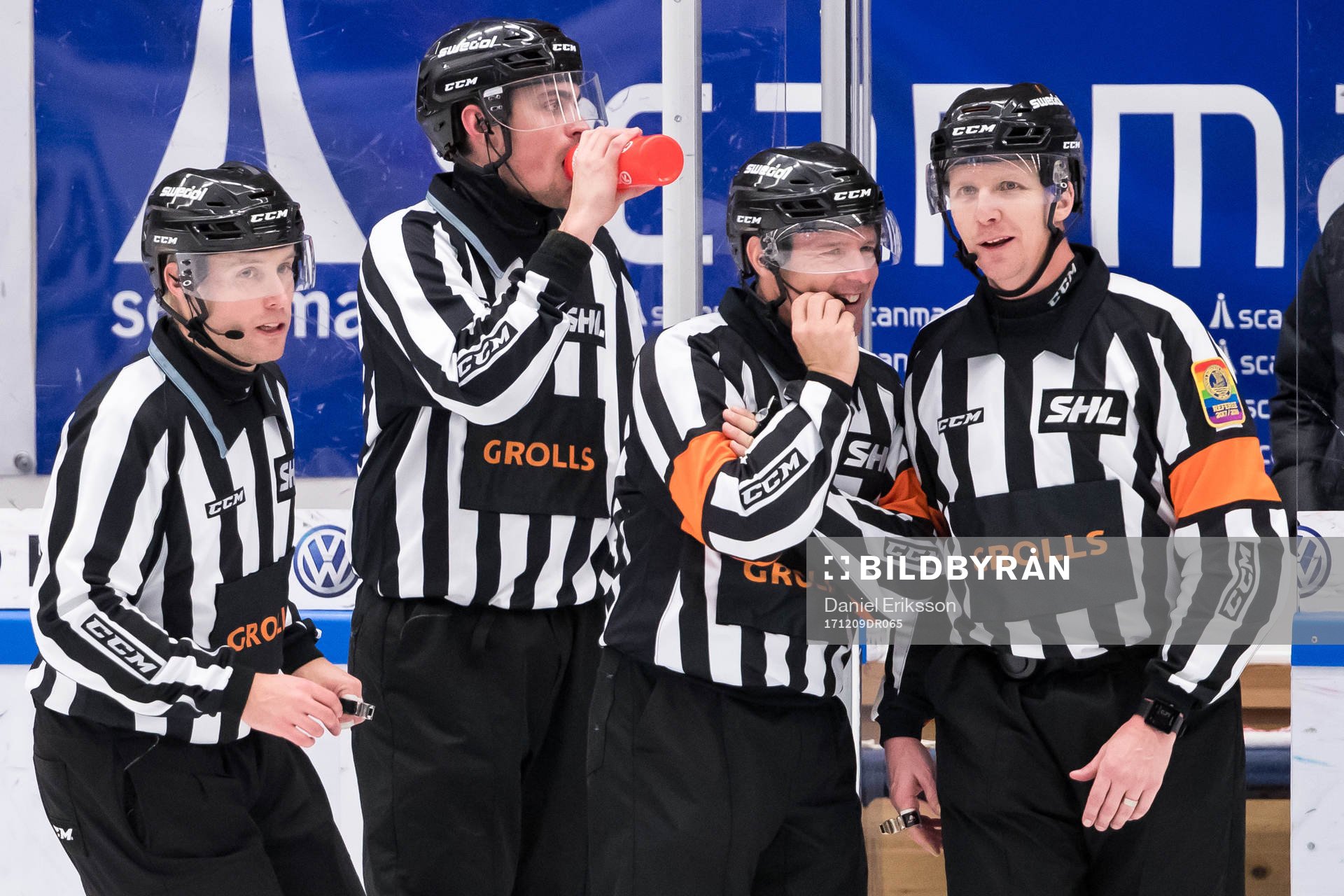 Linjedomare Andreas Lunden, David Laksola och domare Wolmer