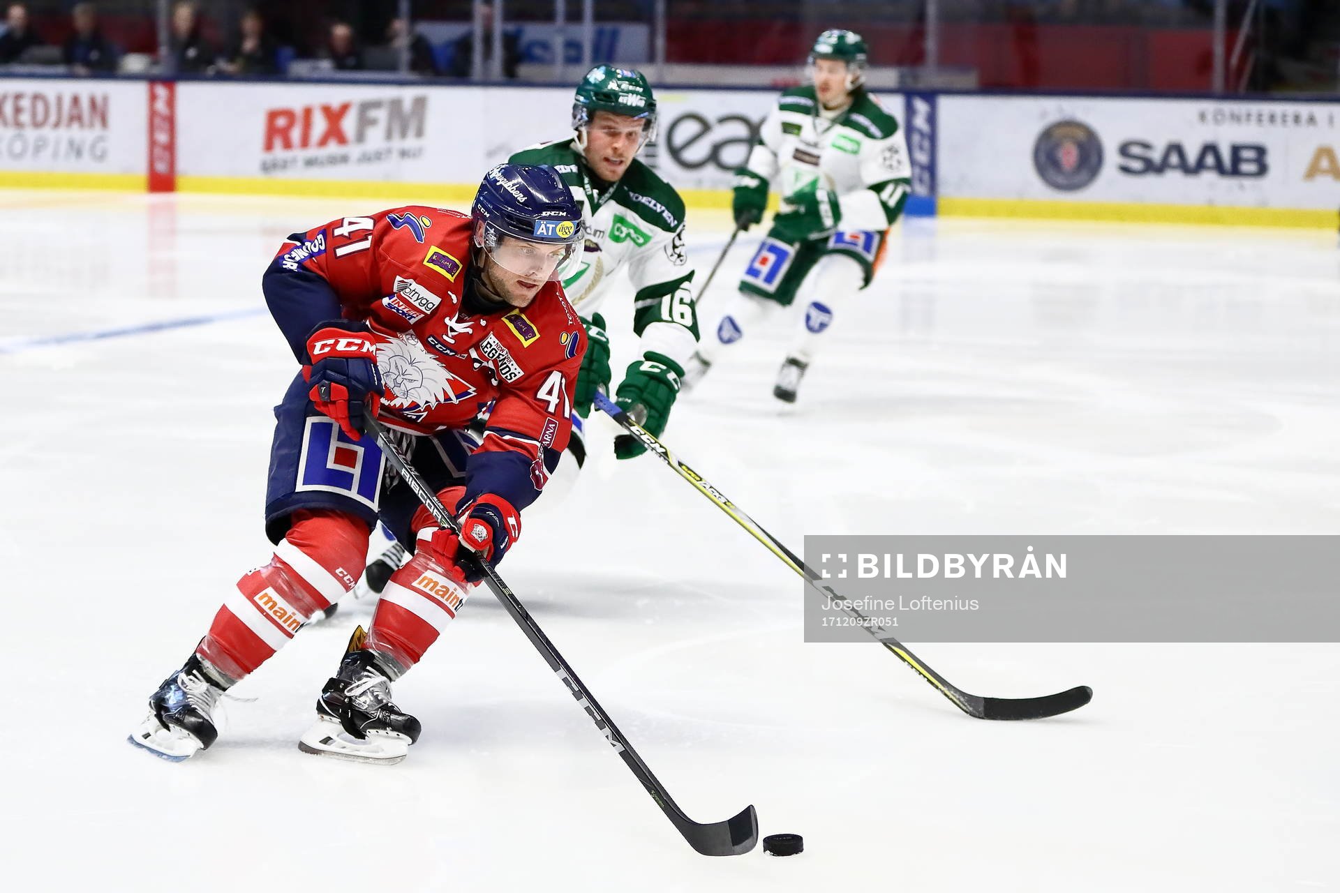 Linköpings Chad Billins och Färjestads Alexander Johansson