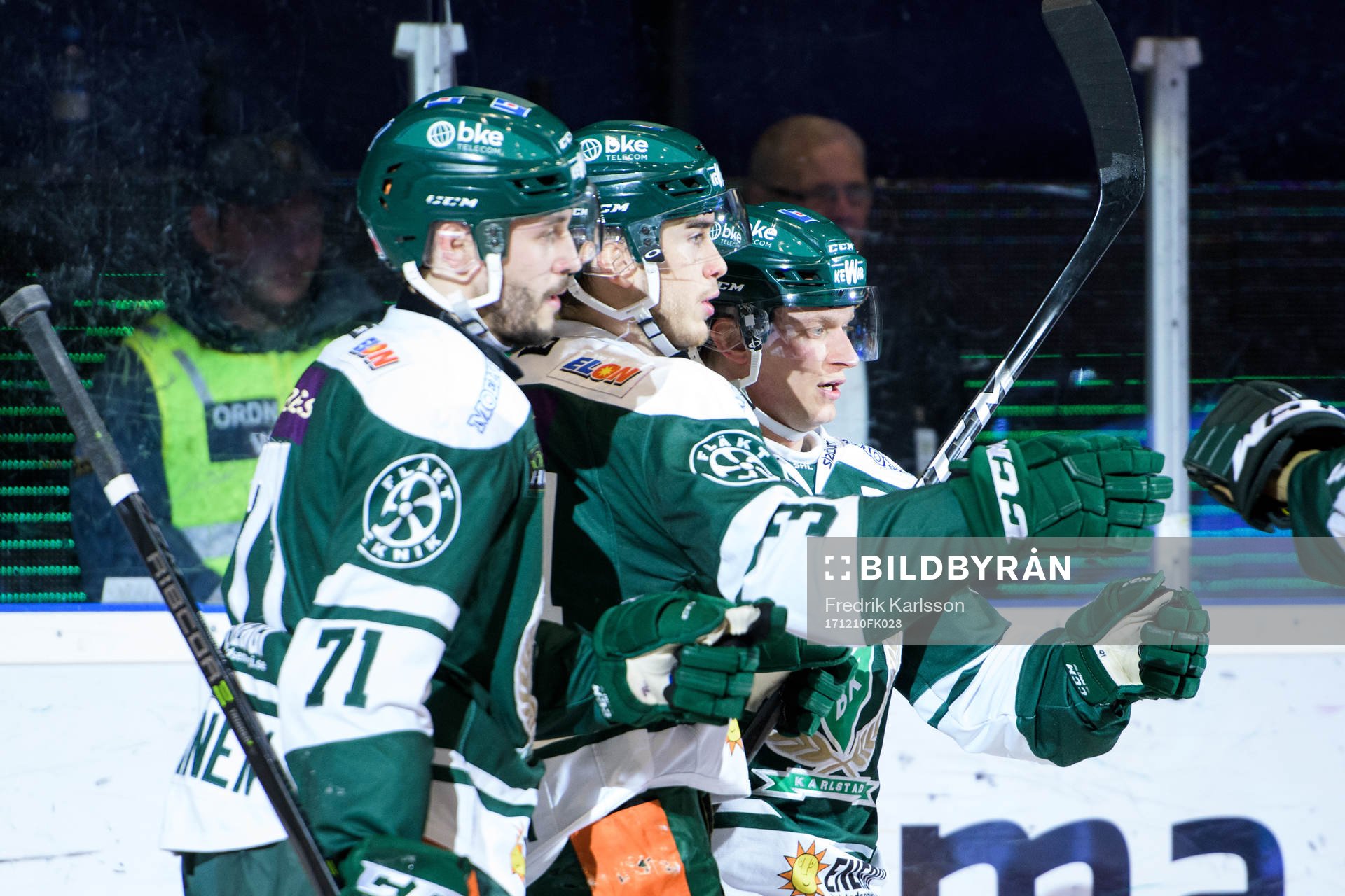 Färjestads Jesse Virtanen, Michael Lindqvist och Marcus