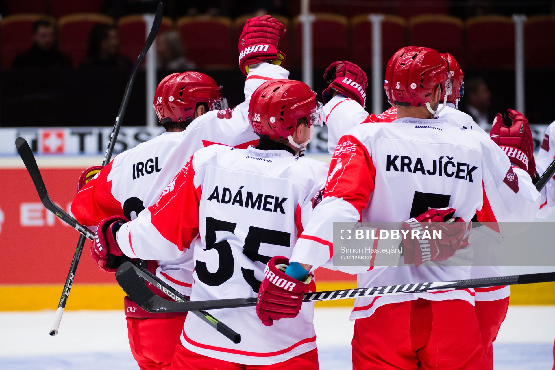 Player of Ocelari Trinec celebrates the 0-1 goal by Tomas