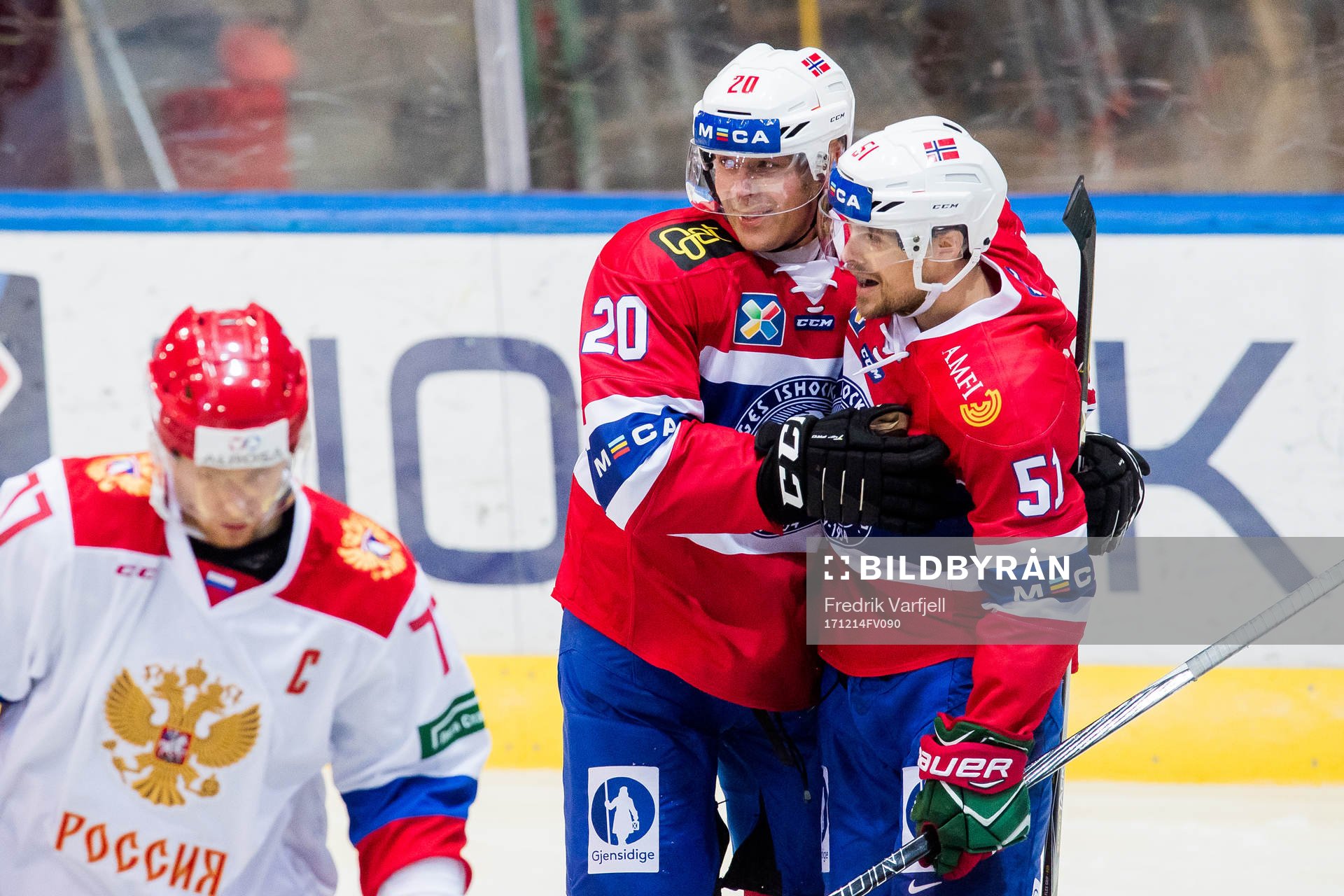 Anders Bastiansen of Norway celebrates with his teammate