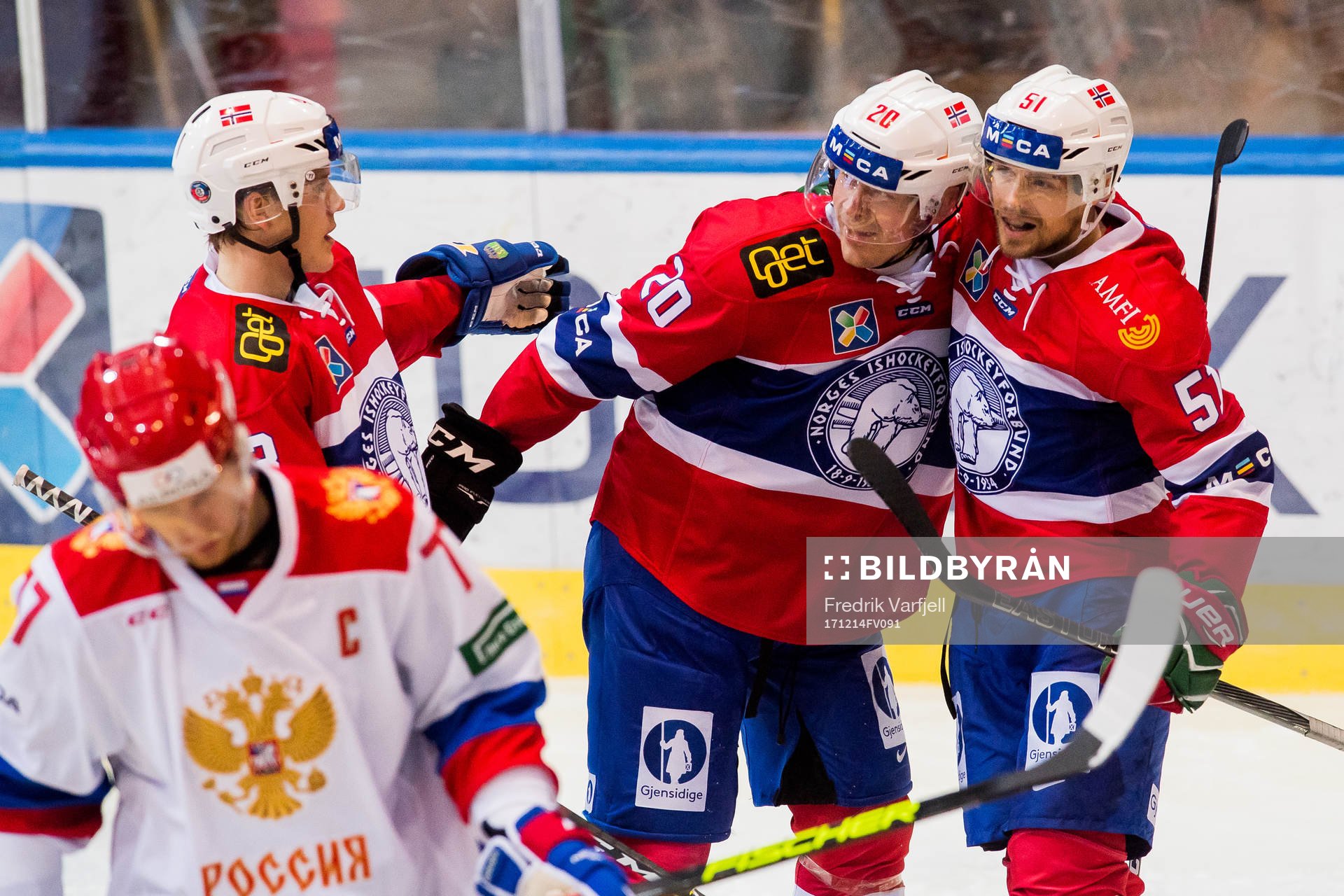 Anders Bastiansen of Norway celebrates with his teammates