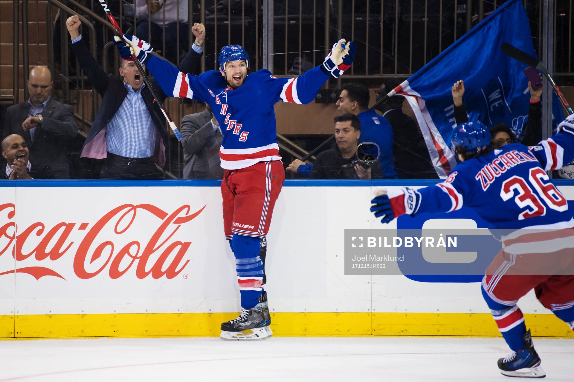 Rangers Rick Nash och Mats Zuccarello jublar
