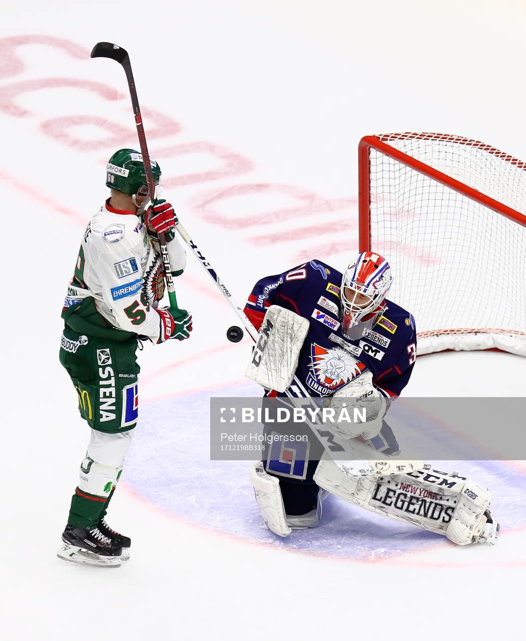 Frölundas Simon Hjalmarsson, Linköpings målvakt Jacob