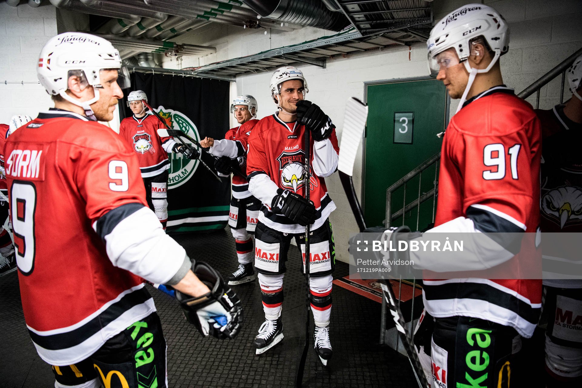 Malmö Redhawks Frederik Storm, Nils Andersson och Max
