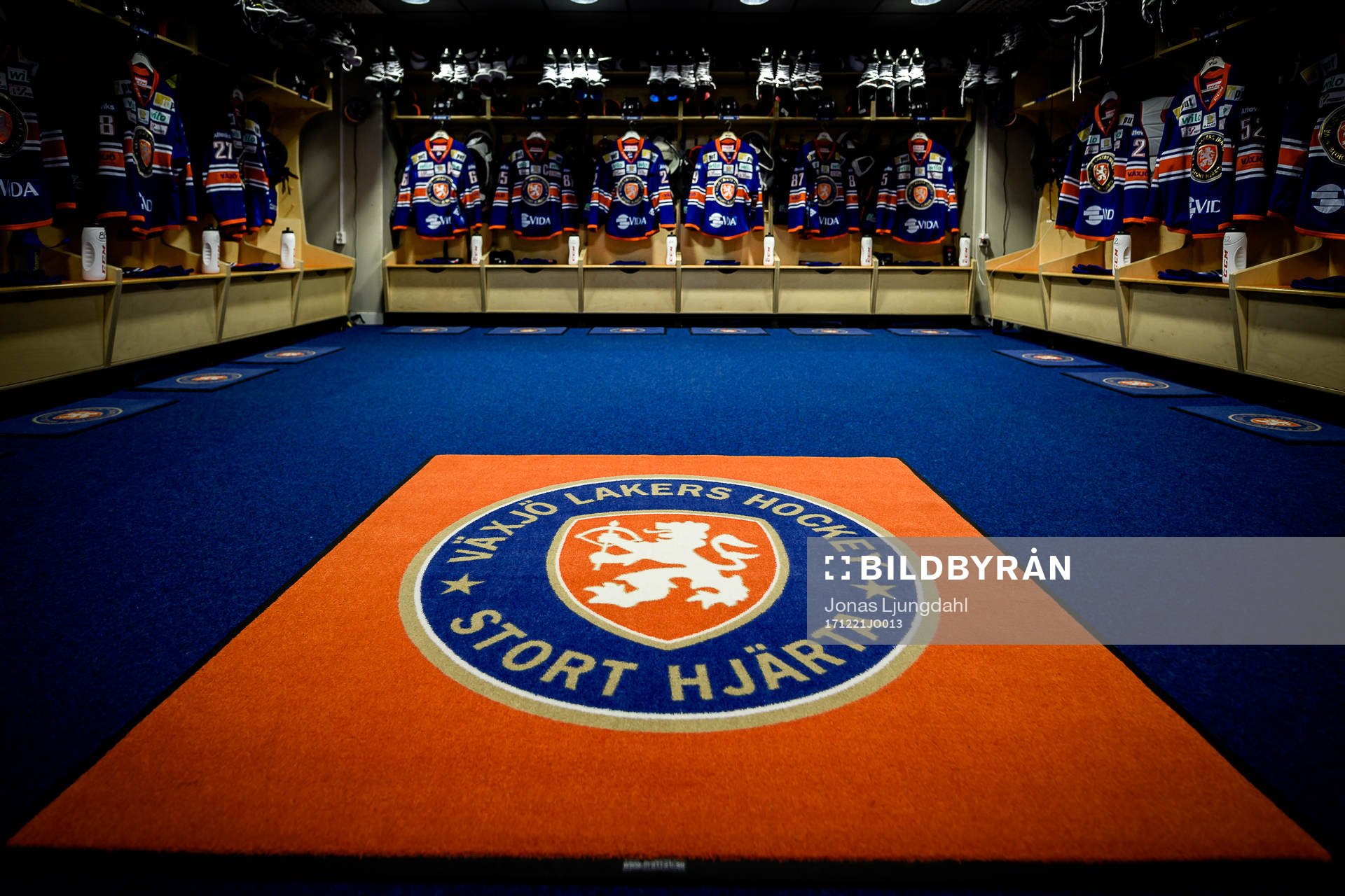 Växjös omklädningsrum före ishockeymatchen i SHL mellan