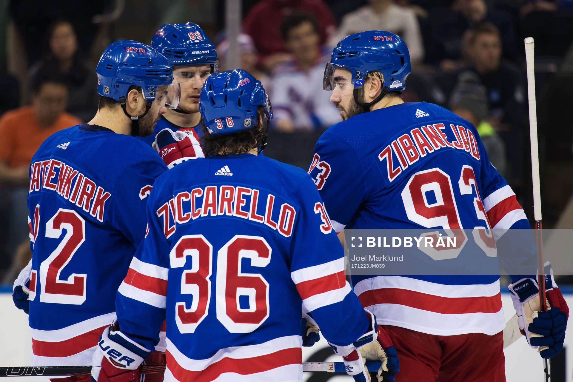 Rangers Kevin Shattenkirk, Pavel Buchnevich, Mats