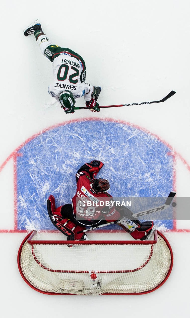 Frölundas Joel Lundqvist oroar mot Malmö Redhawks