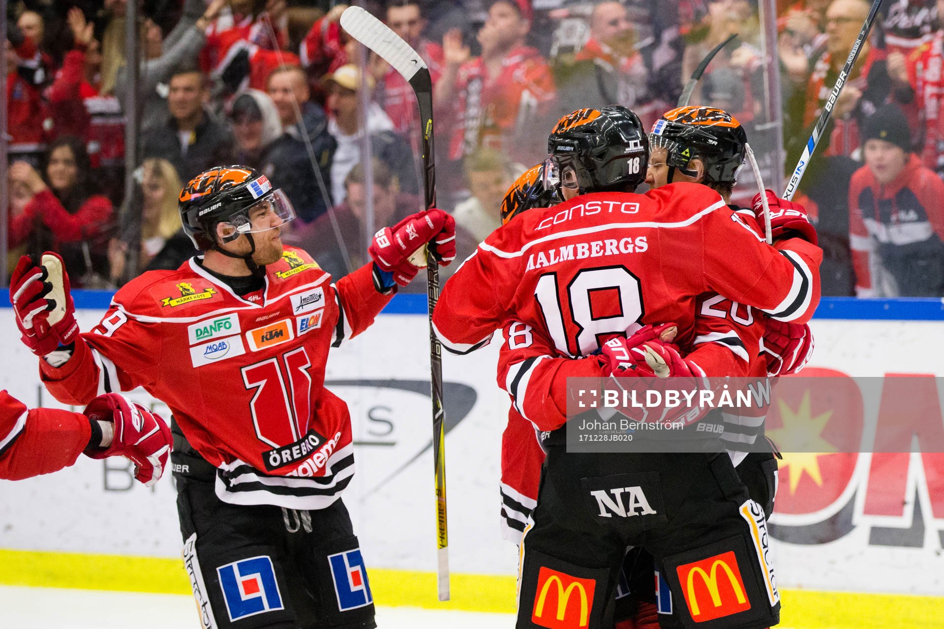 Örebros Marcus Weinstock jublar med Joakim Andersson