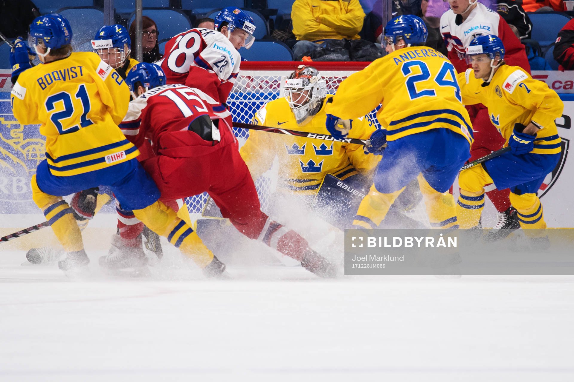 Sveriges Jesper Boqvist, Rasmus Dahlin, målvakt Filip