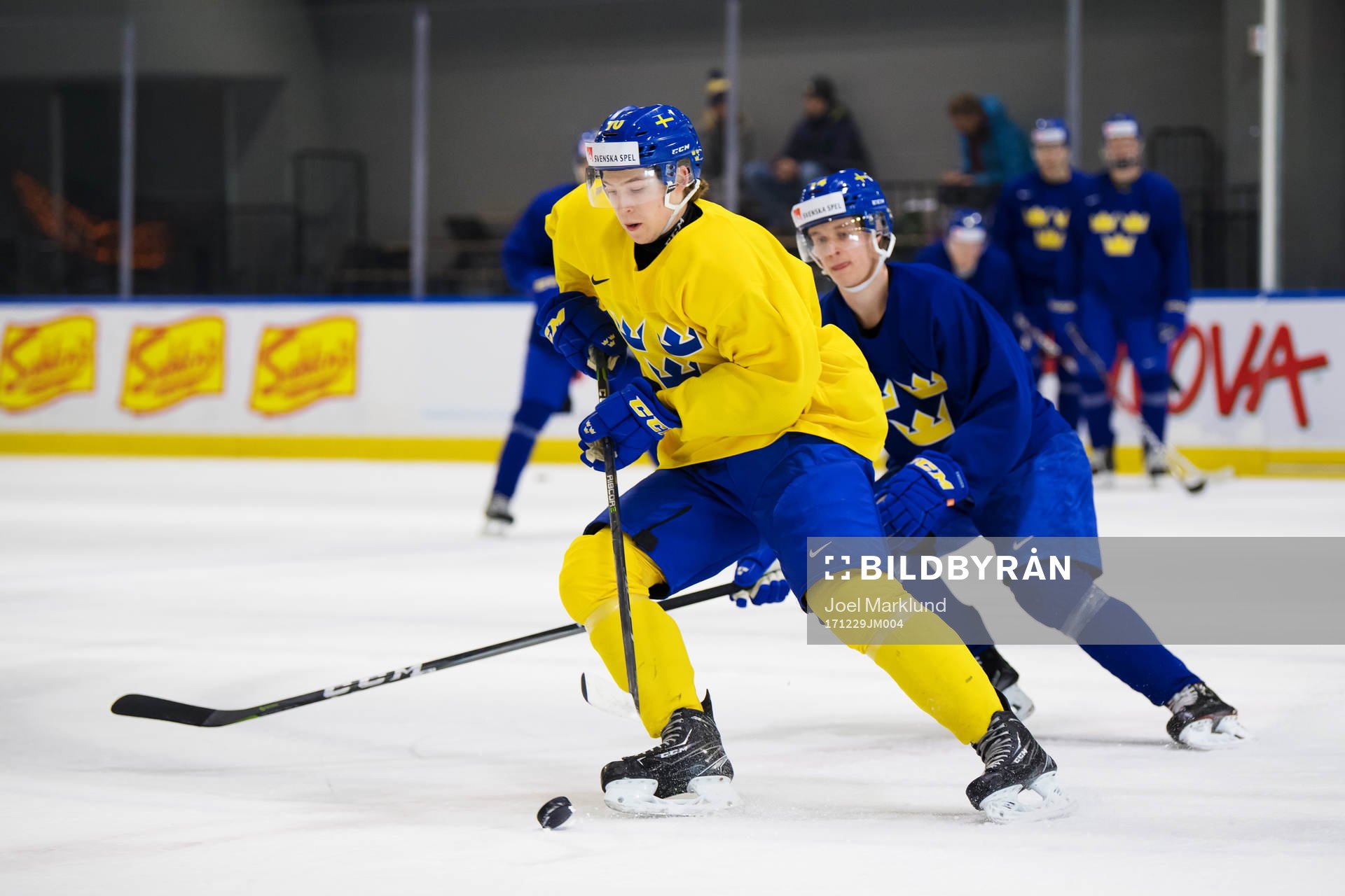 Marcus Davidsson och Elias Pettersson på Sveriges träning