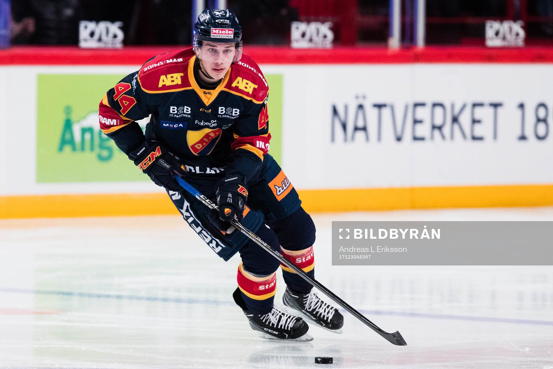 Djurgårdens Lukas Vejdemo med pucken