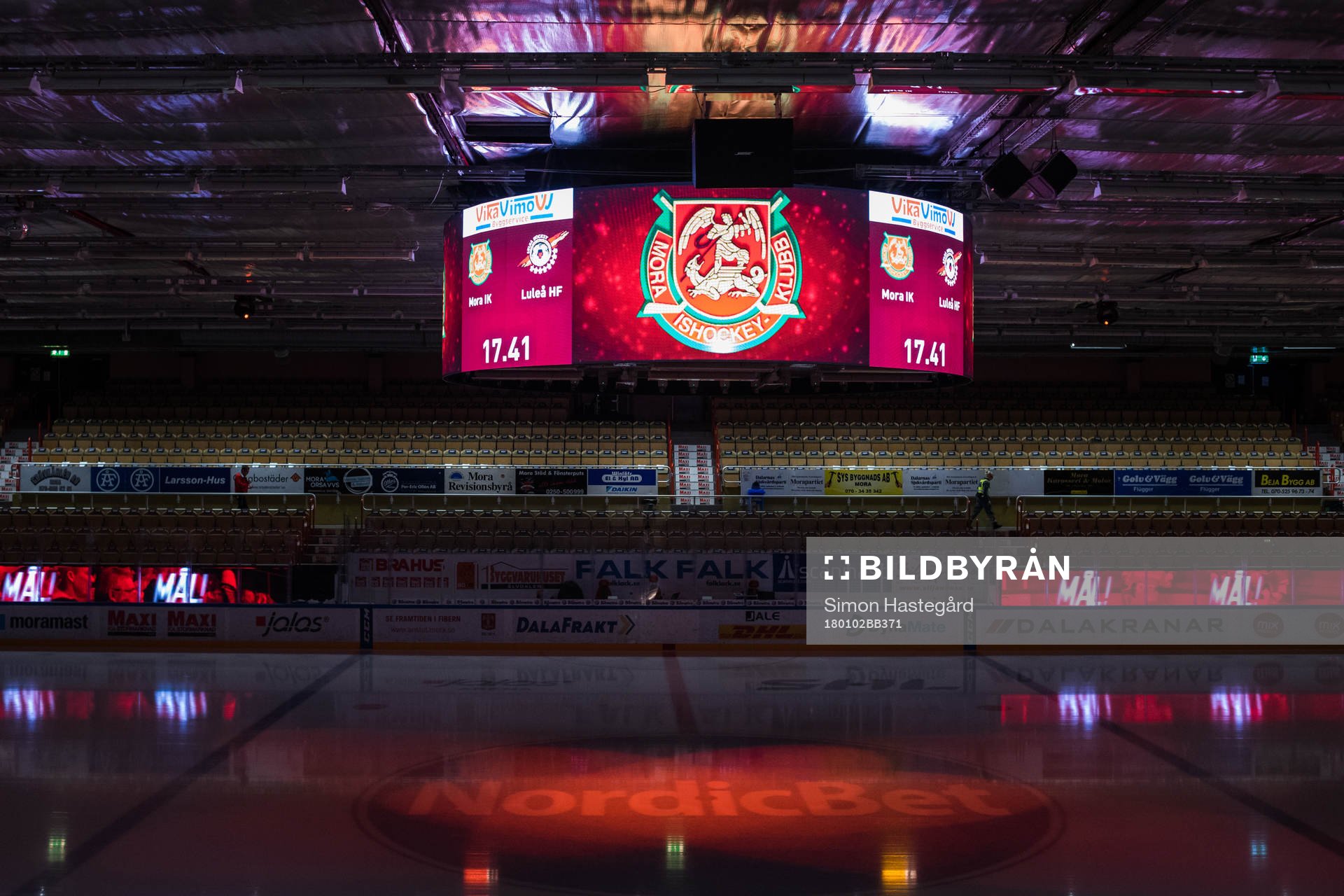 Mediakuben före ishockeymatchen i SHL mellan Mora och