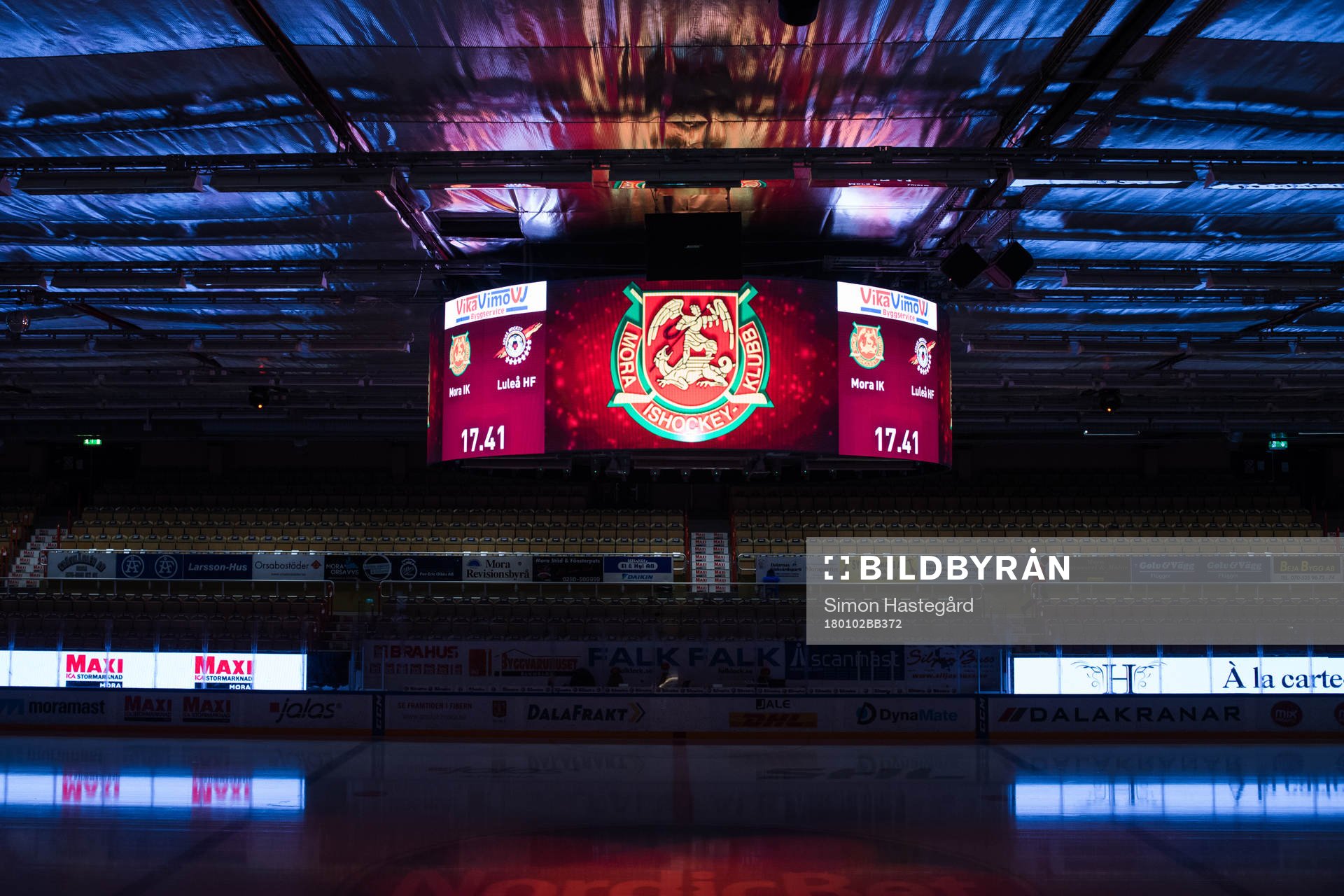 Mediakuben före ishockeymatchen i SHL mellan Mora och