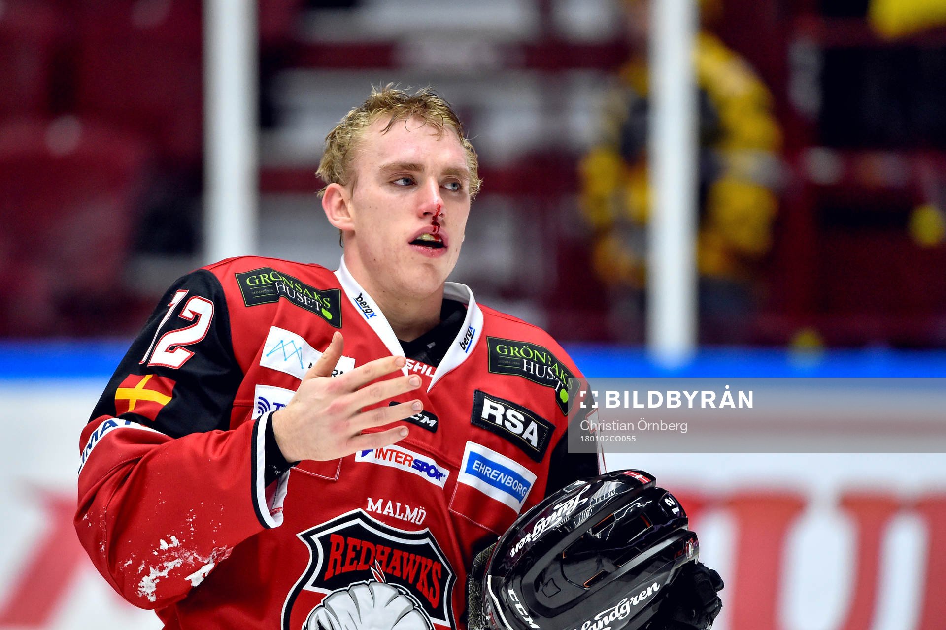 Malmö Redhawks Matias Lassen blöder