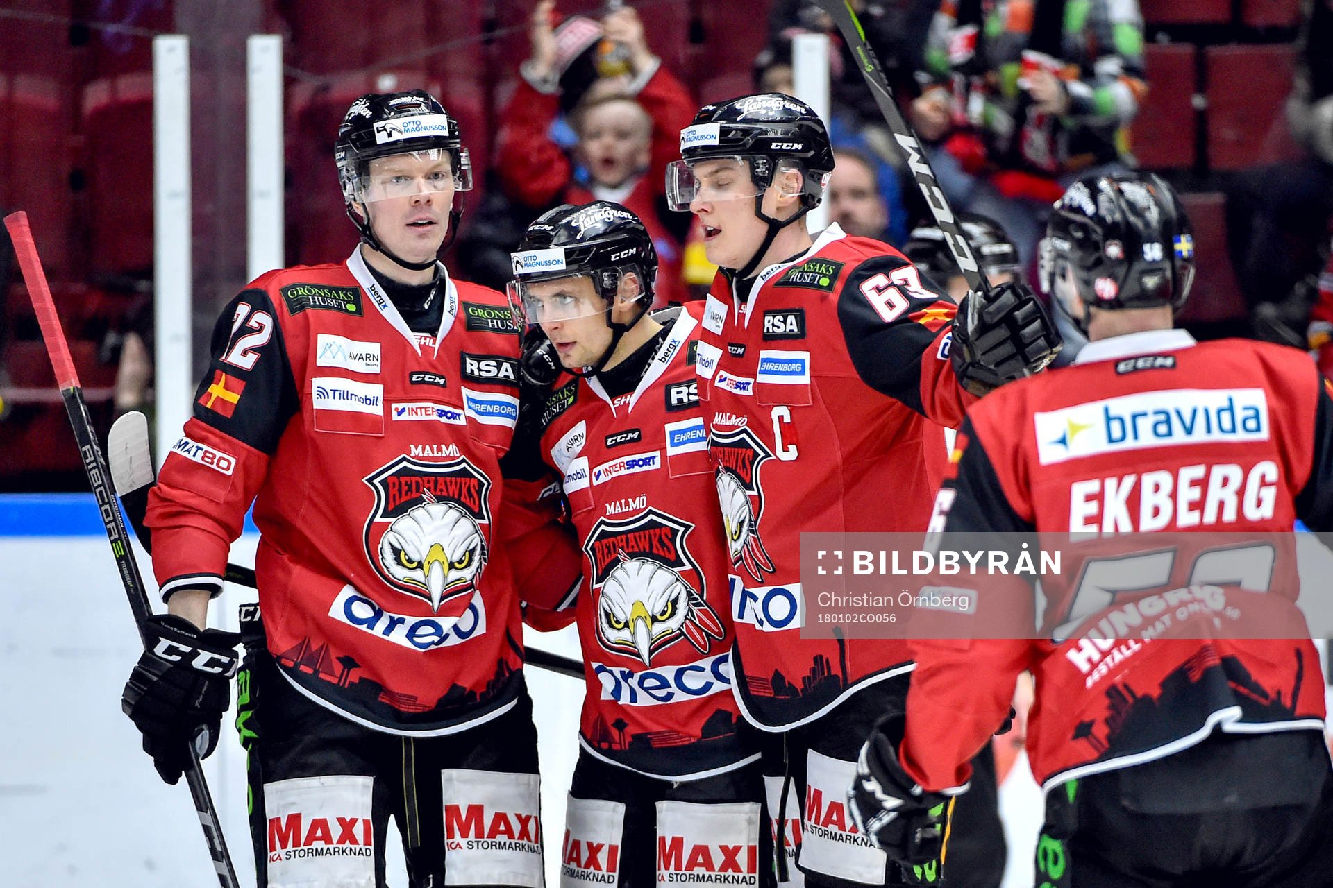 Malmö Redhawks Daniel Zaar jublar med lagkamrater
