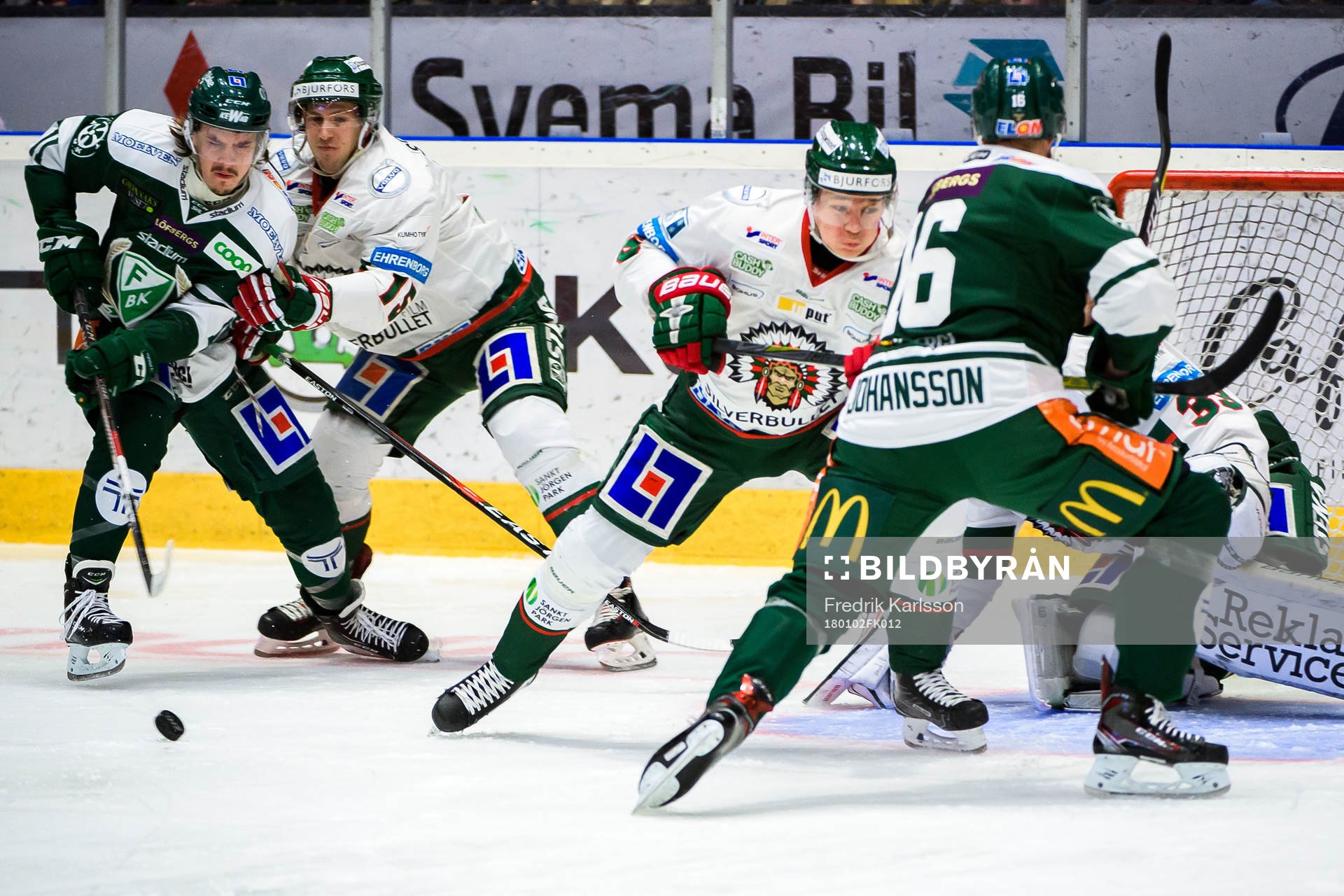 Färjestads Joakim Nygård och Frölundas Matt Donovan